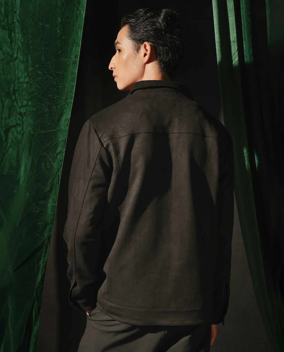 Rare Rabbit Men Baxo Black Suede Fabric Full Sleeve Collared Zipper Closure Regular Fit Plain Jacket