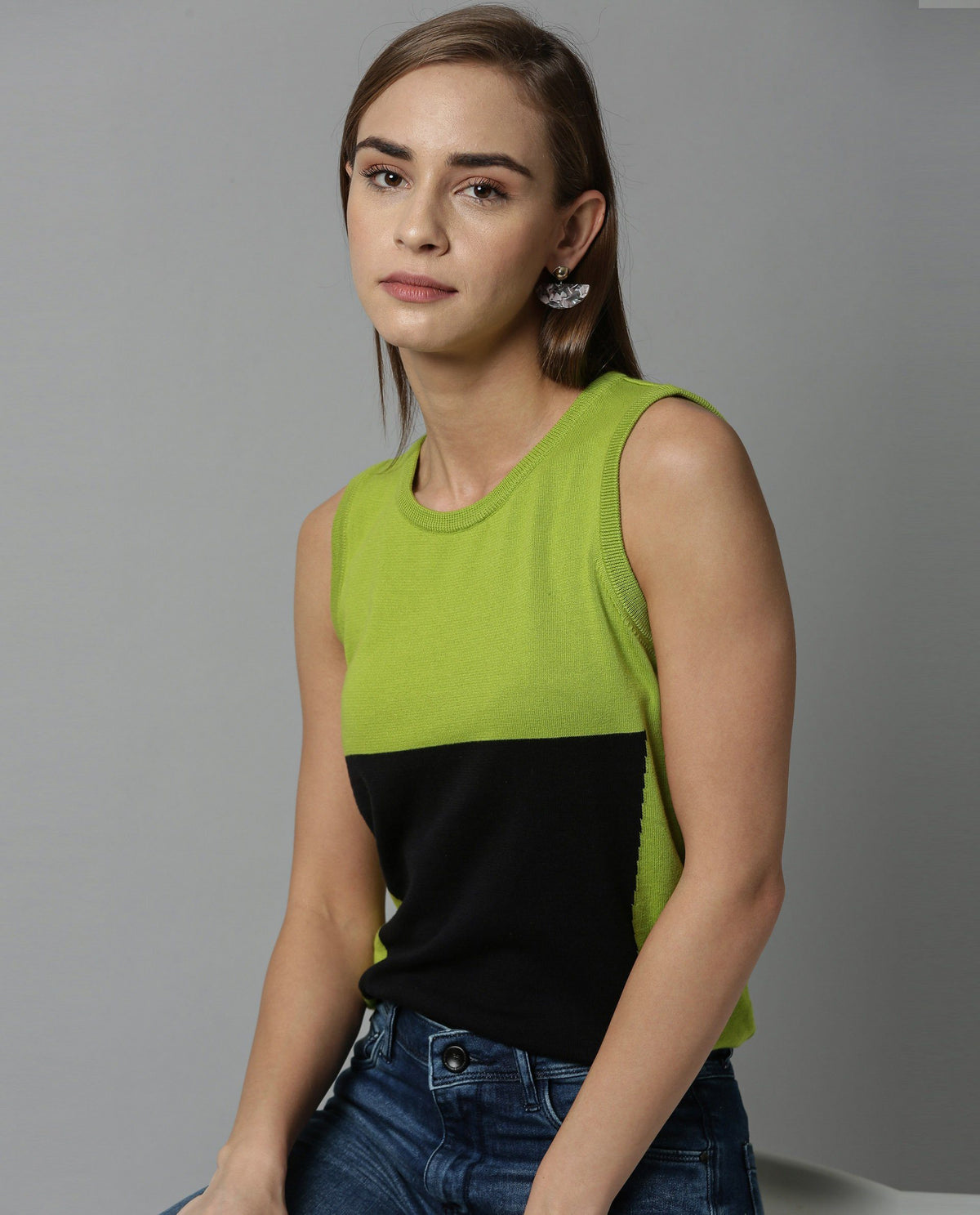 Rareism Women Libra Green Top Sleeveless