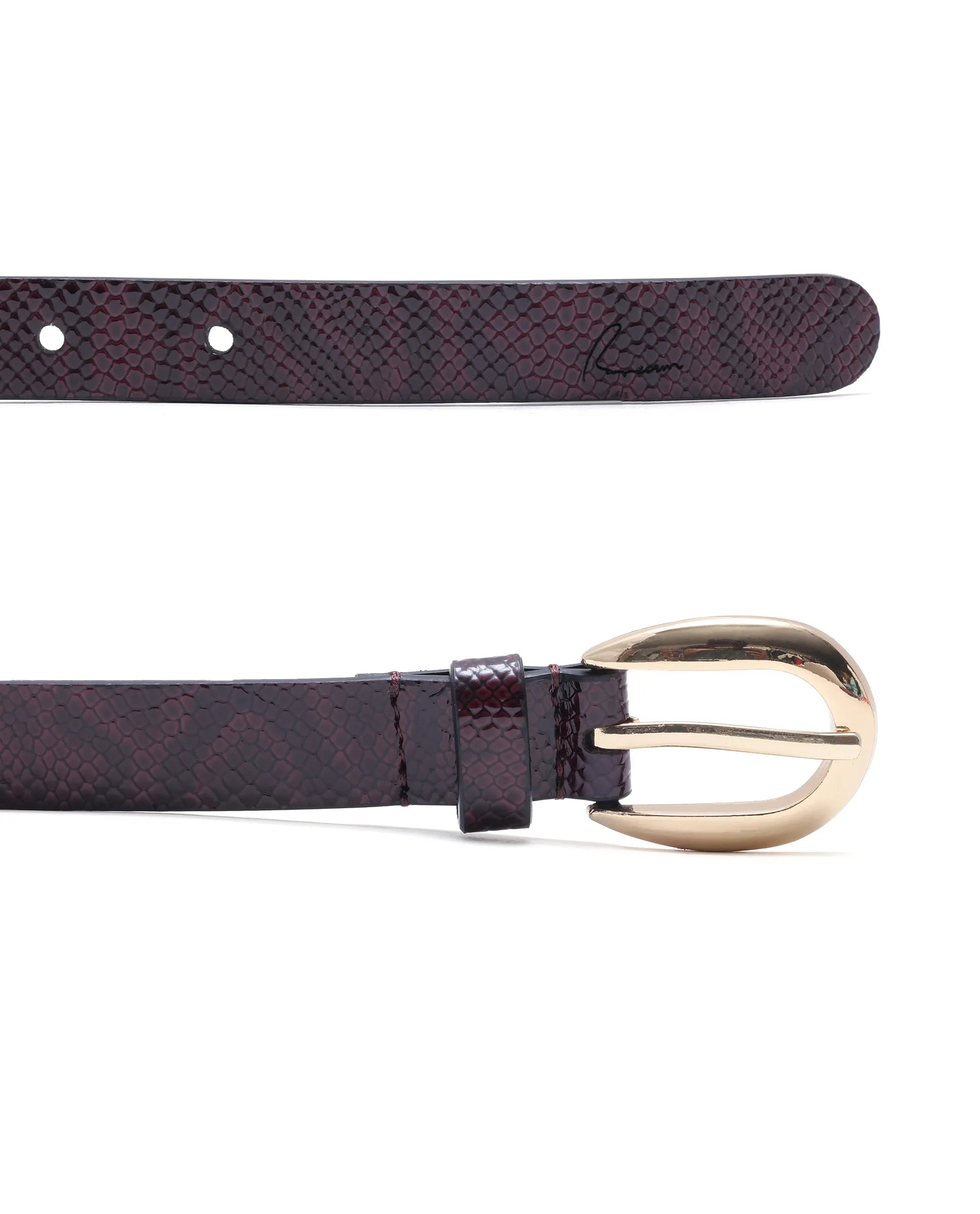 Rareism Women Pine Burgandy Belt