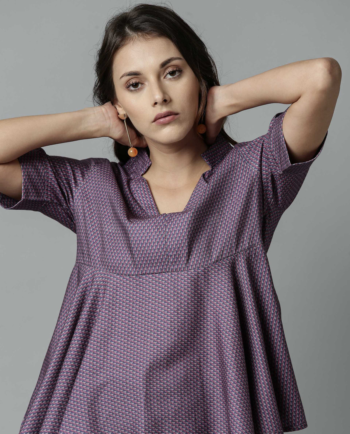 Rareism Women Agnes Pink Top Short Sleeves Printed