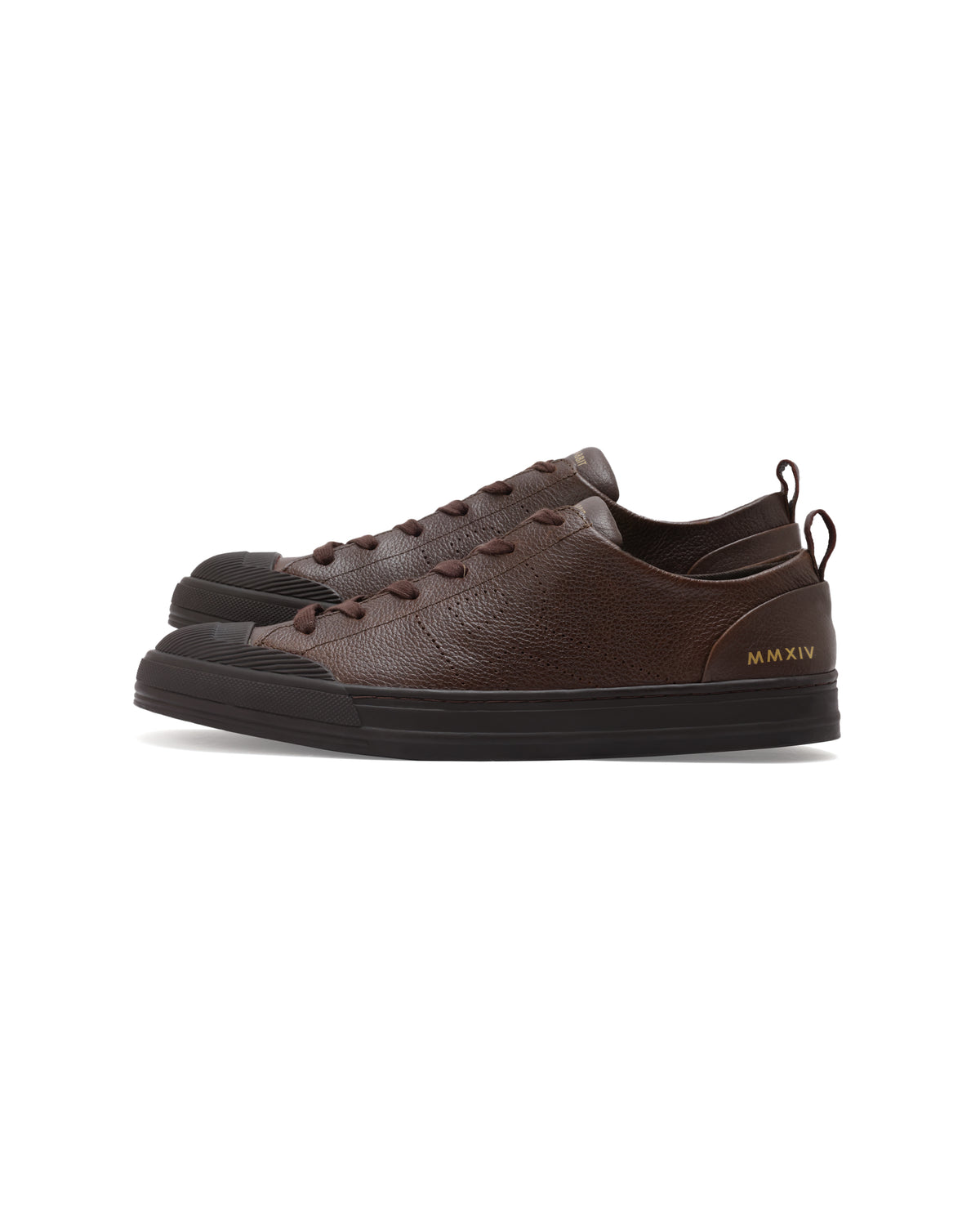 Rare Rabbit Mens Sauron Pro Dark Brown Premium Milled Leather Lace Up Low Top Round Toe Sneaker Shoes