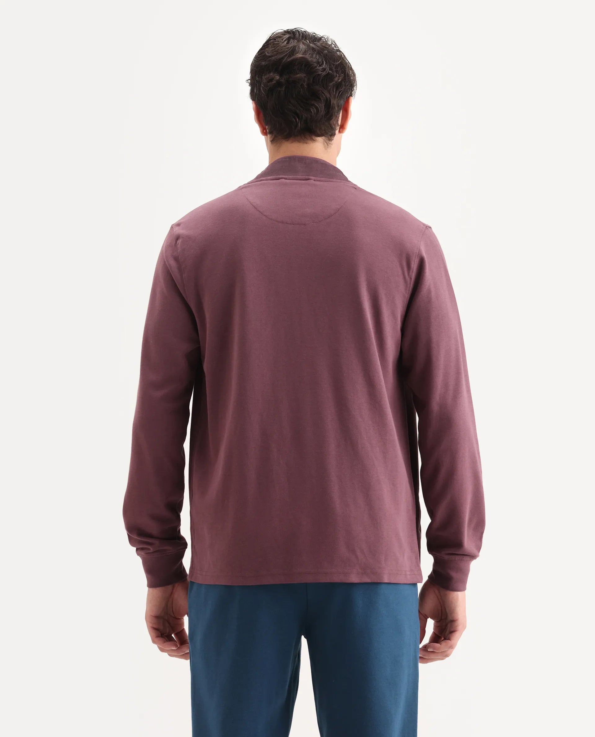 Rare Rabbit Men's Morris Maroon Cotton Plain Regular Fit Full Sleeve Mandarin Collar Jacket