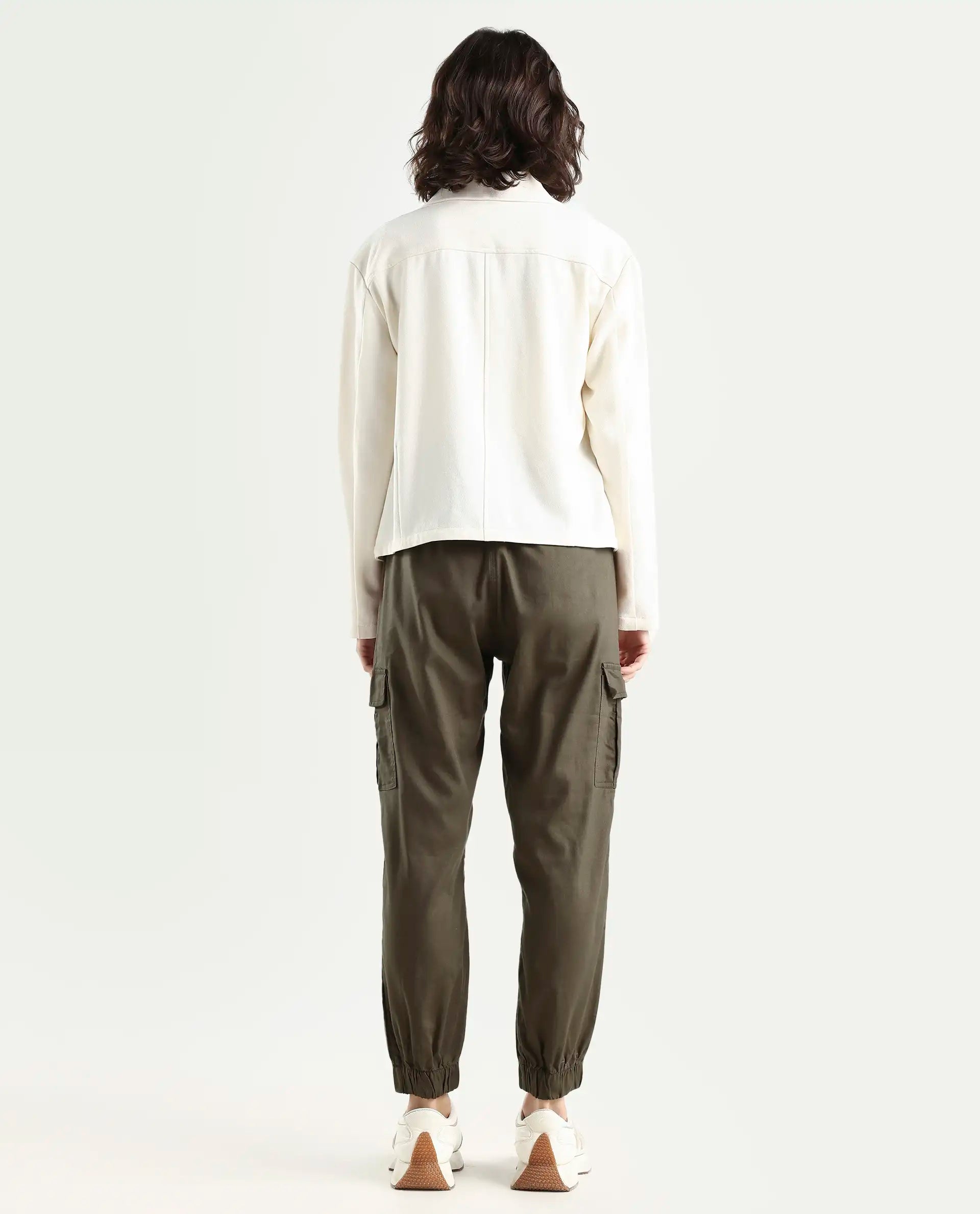 Rareism Women's Crop Khaki Trouser