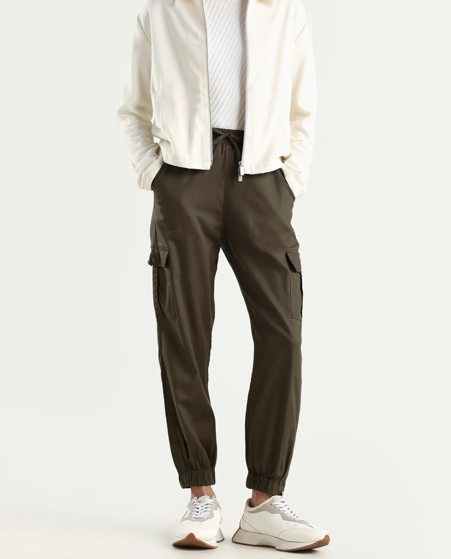 Rareism Women's Crop Khaki Trouser