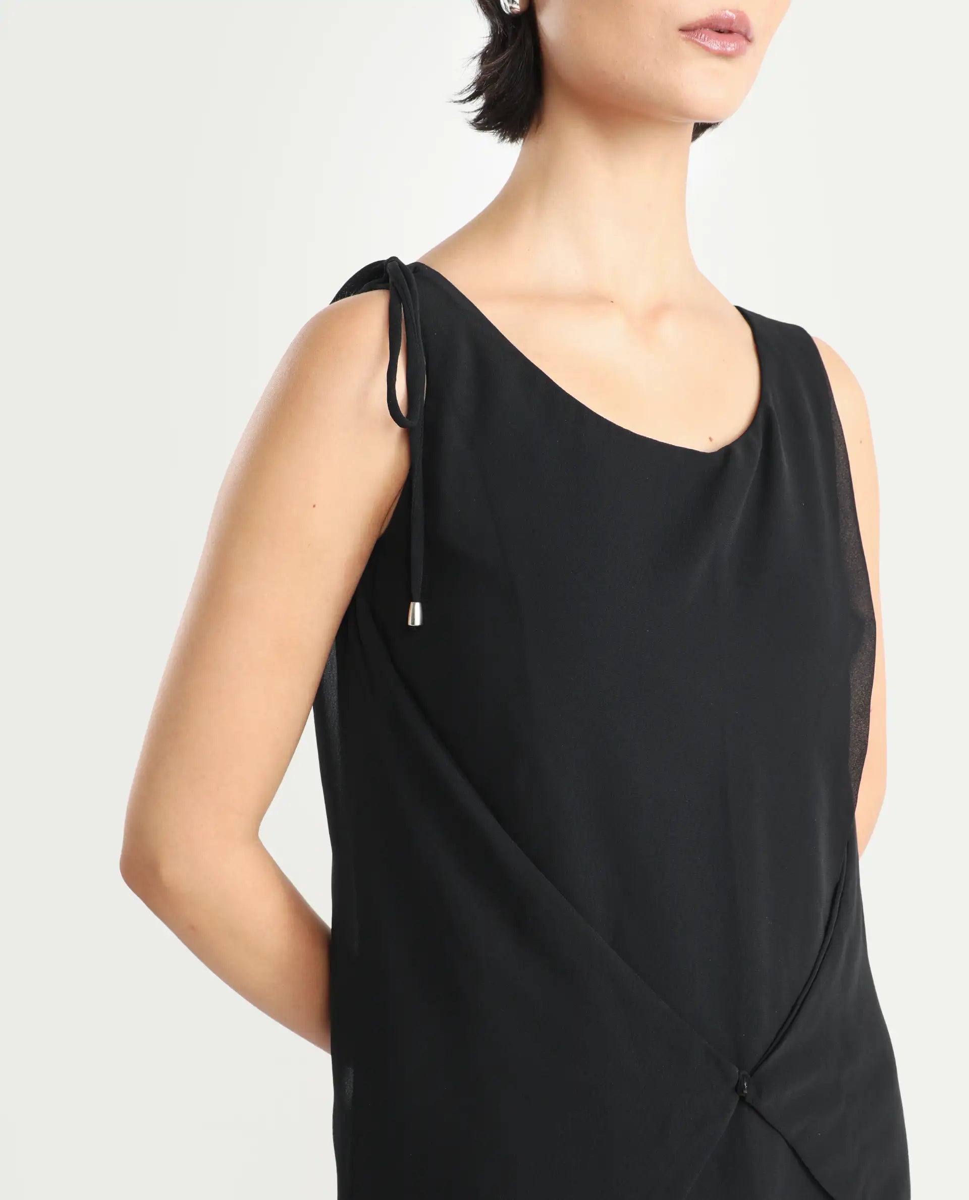 Rareism Women's Saabo Rust Scoop Neck Straight Fit Sleeveless Plain Midi Dress