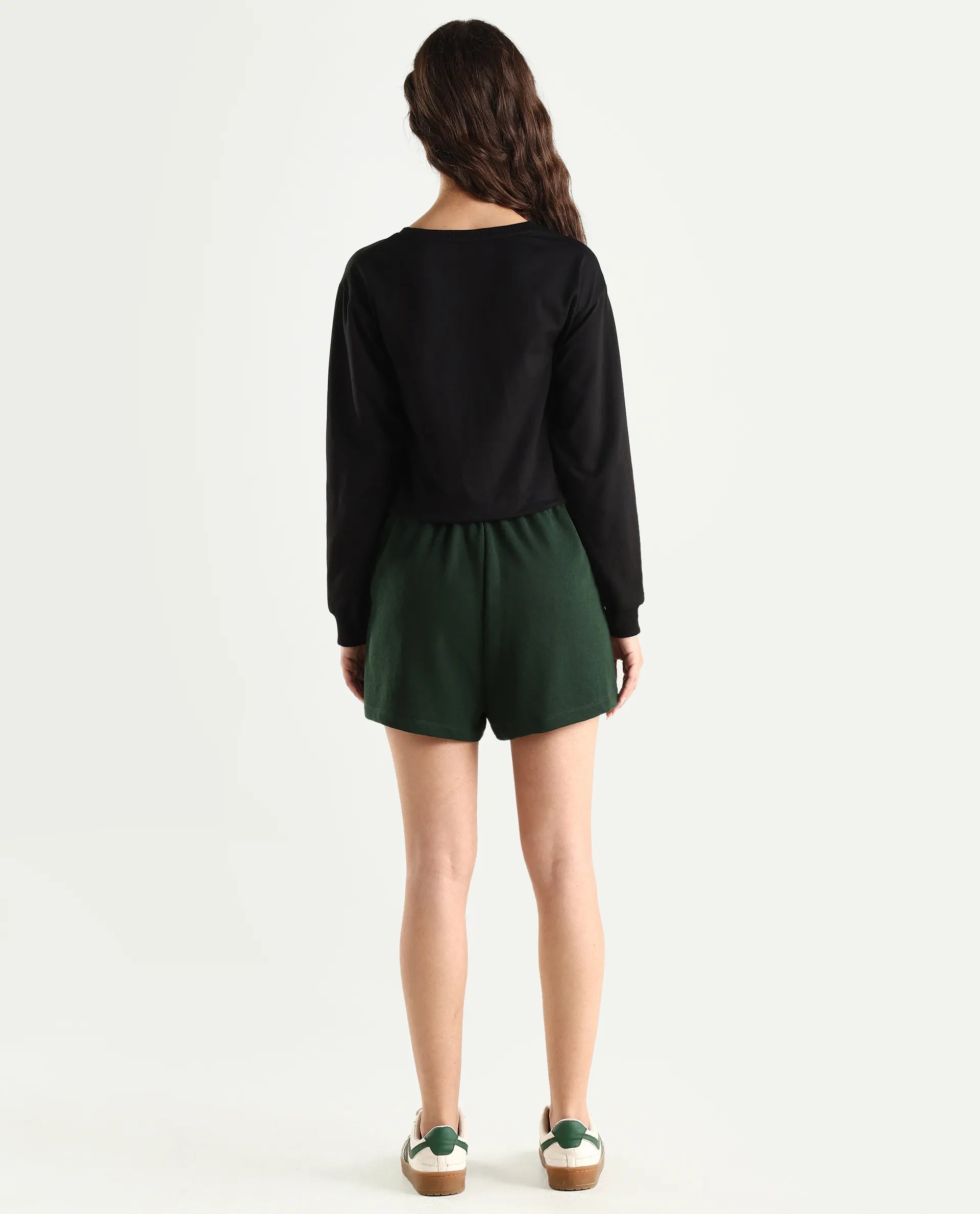 Rareism Women's Medium Weight Terry 290 Gsm Cotton Blend Plain Mini Relaxed Fit Shorts