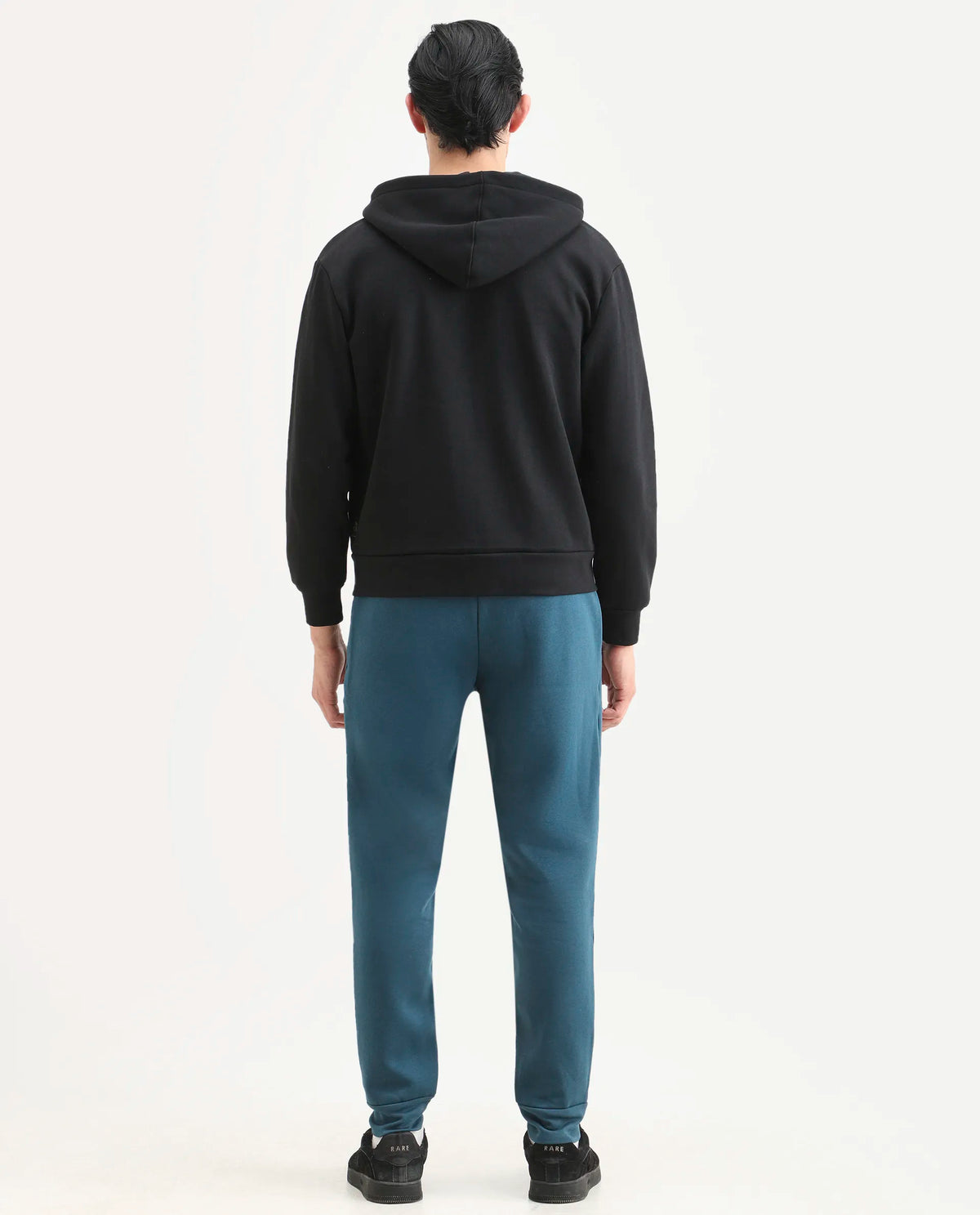 Rare Rabbit Men's Chase Petrol Cotton Plain Regular Fit Track Pant