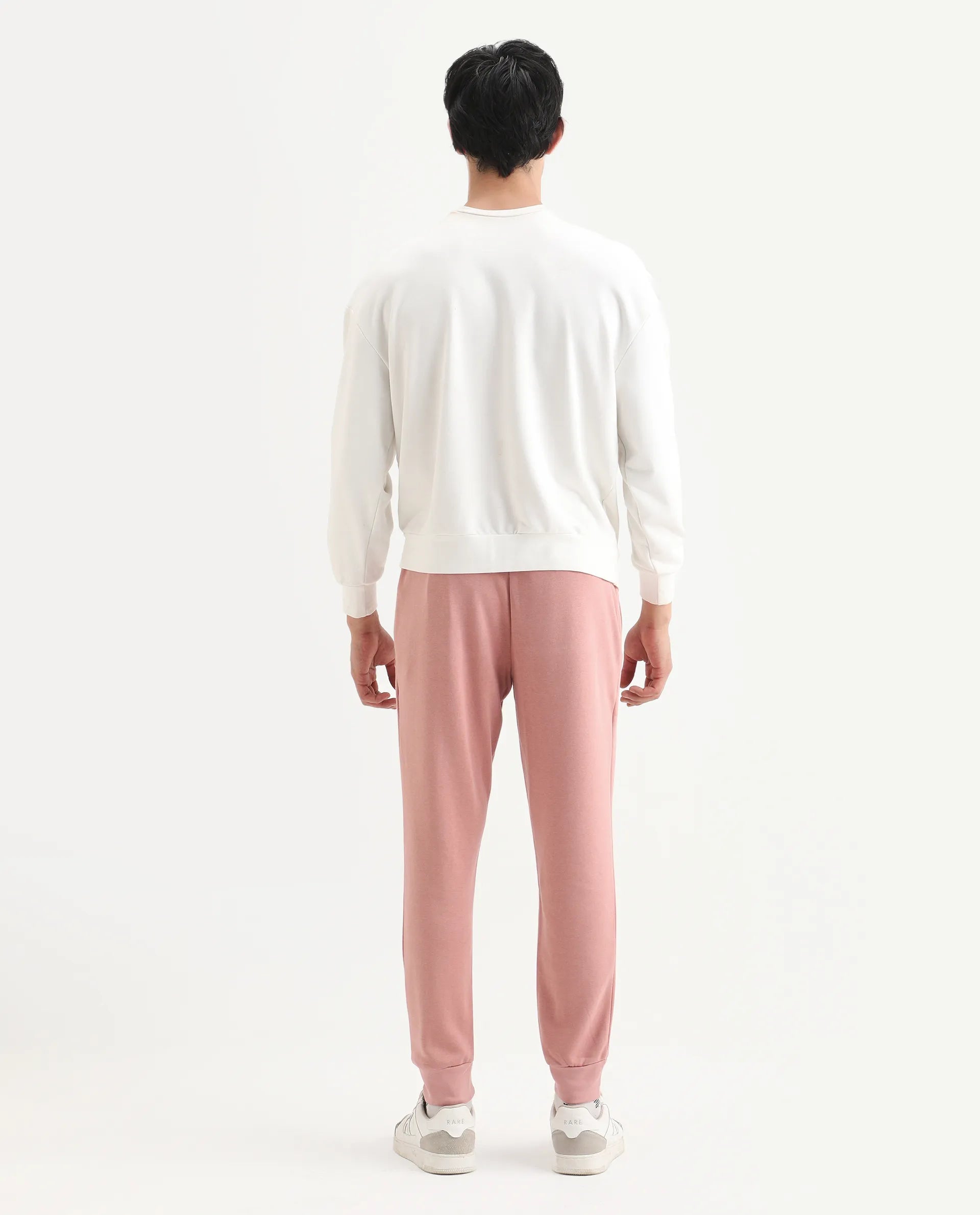 Rare Rabbit Men's Titan Pink Cotton Plain Regular Fit Joggers