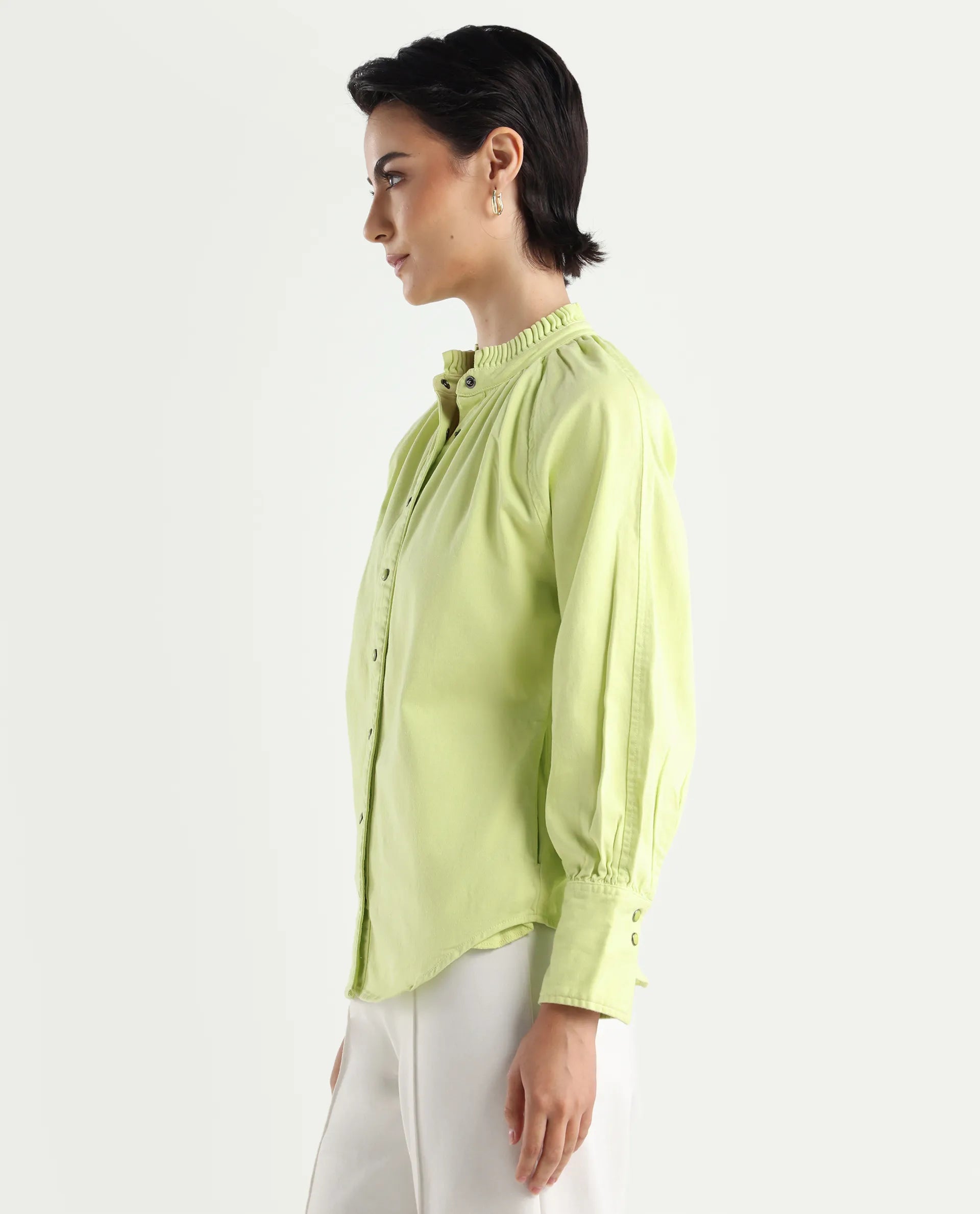 Rareism Women's Bellona Green Cotton Sweetheart Neck Plain Regular Fit Jacket