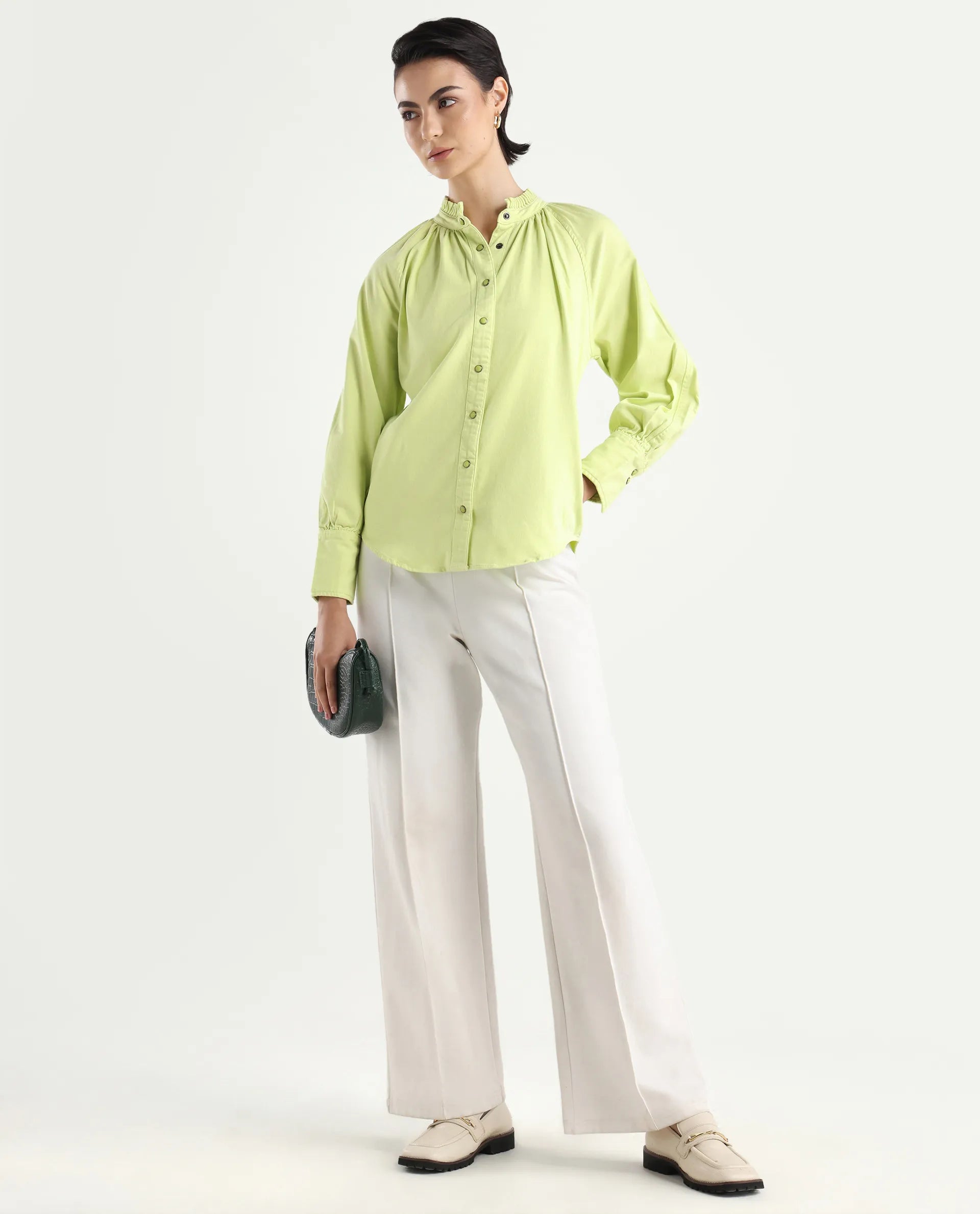 Rareism Women's Bellona Green Cotton Sweetheart Neck Plain Regular Fit Jacket