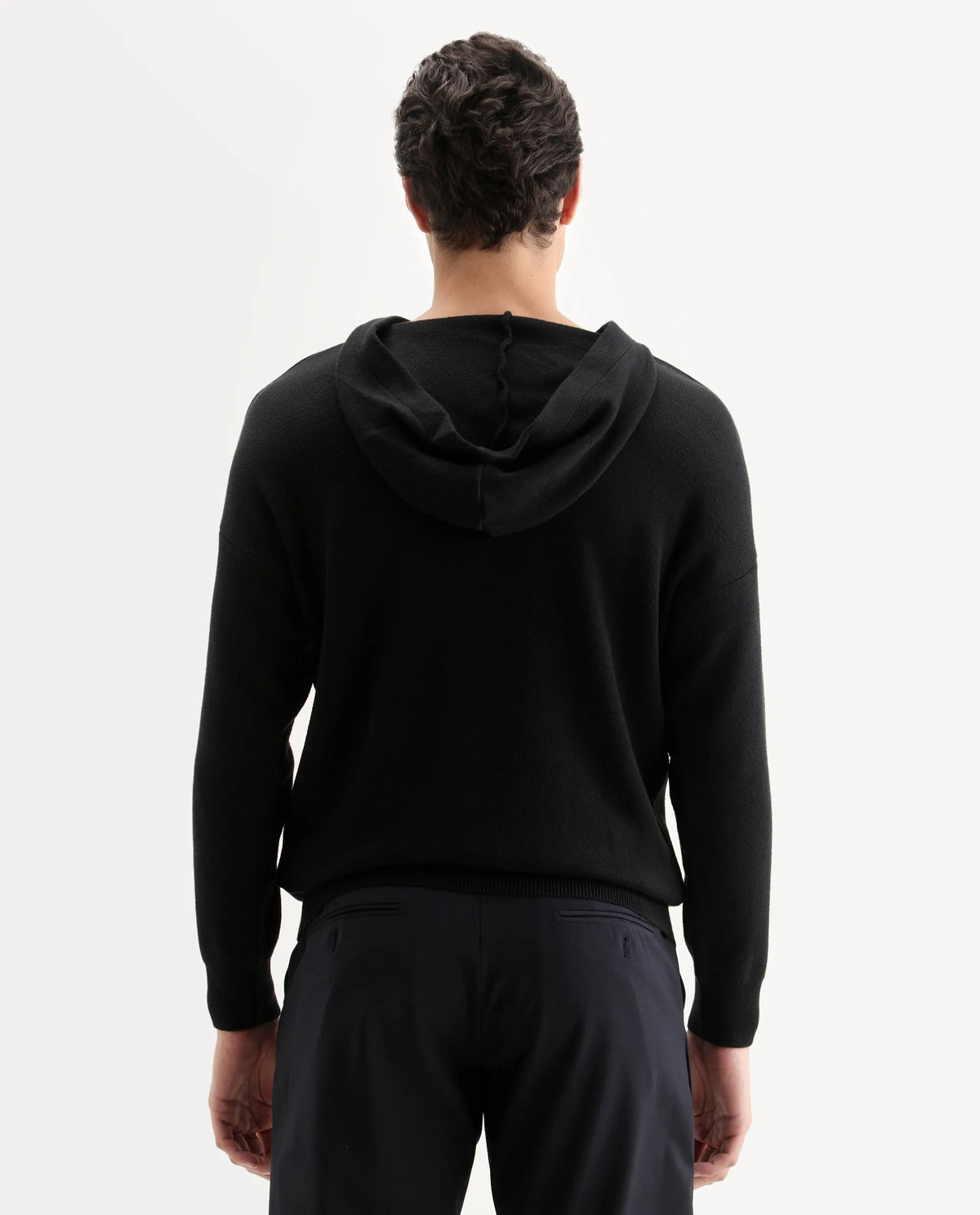 Rare Rabbit Men's Zarr Black Cotton Plain Regular Fit Full Sleeve Hooded Sweater