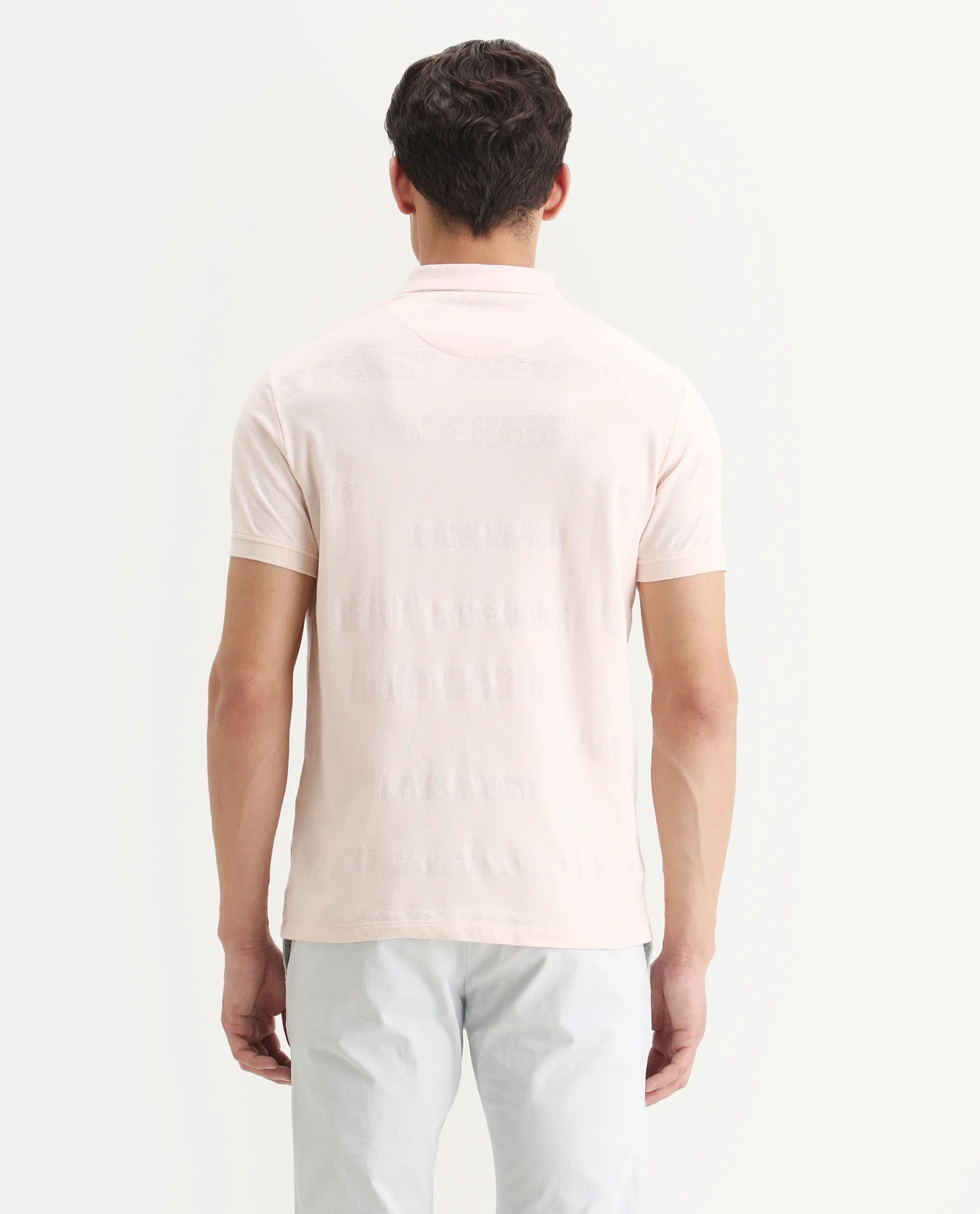 Rare Rabbit Men's Set Pink Cotton Jacquard Regular Fit Half Sleeve Polo