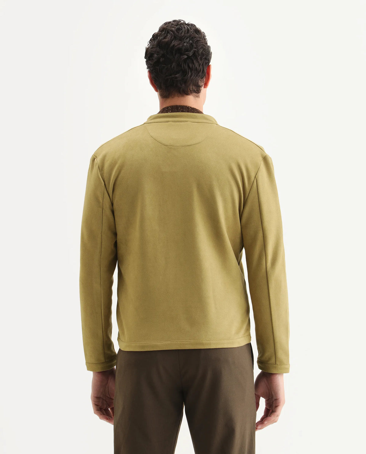 Rare Rabbit Men's Sink Green Plain Regular Fit Full Sleeve Mandarin Collar Jacket