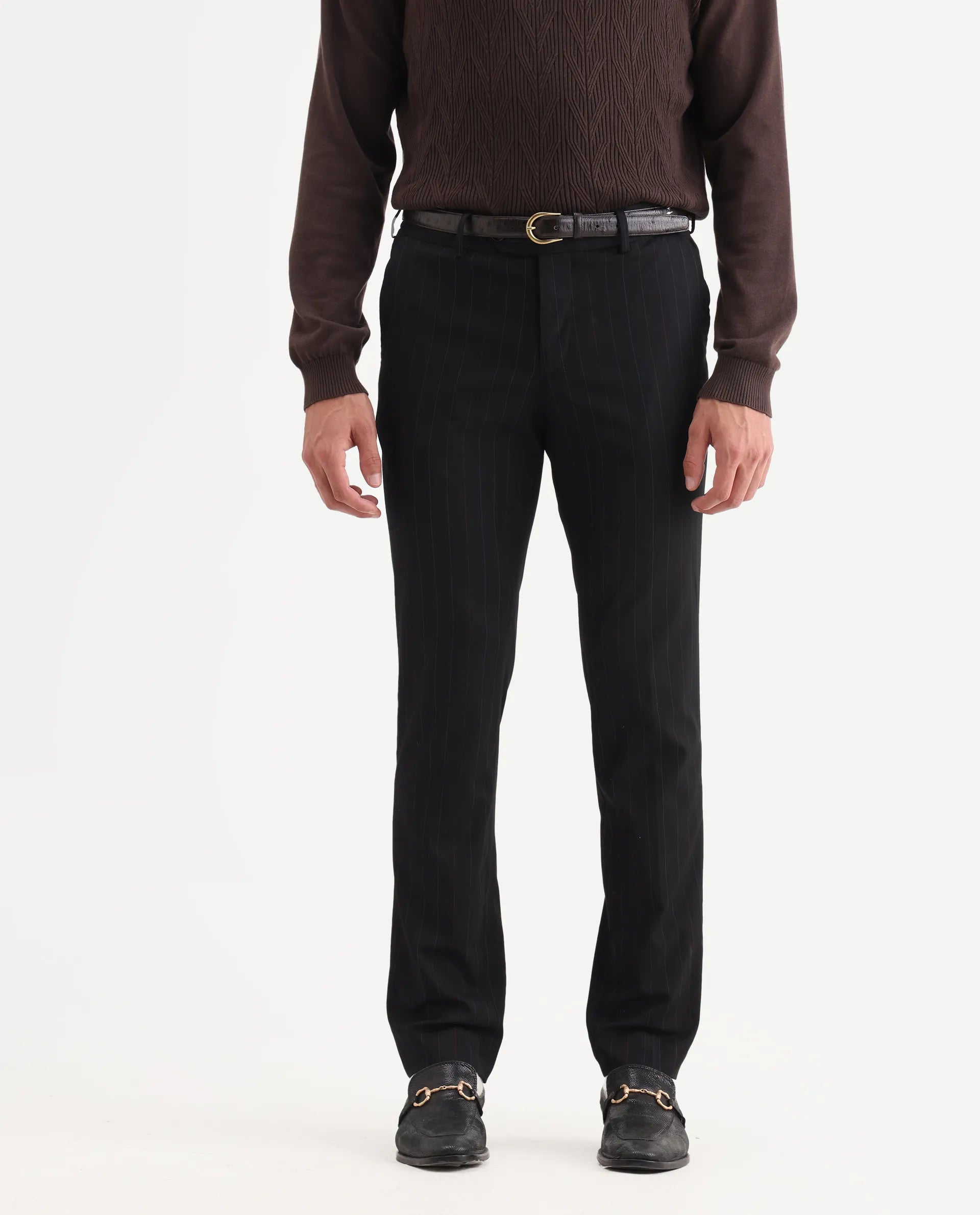 Rare Rabbit Men's Markus Black Polyester Plain Tailored Fit Full Sleeve Lapel Neck Suits