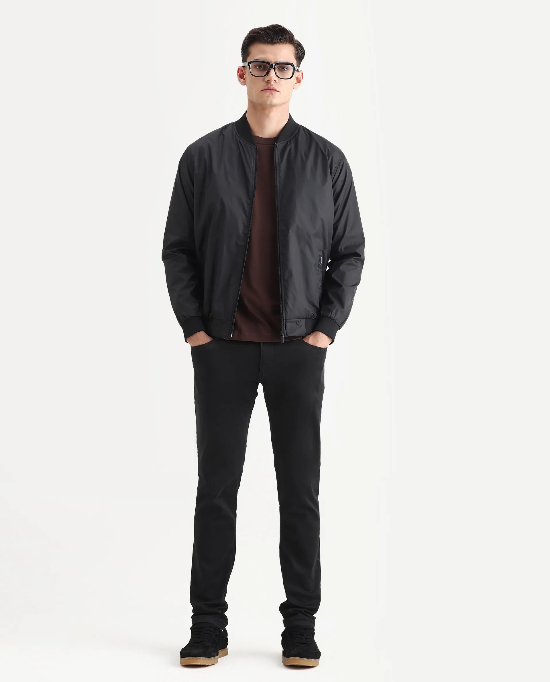 Rare Rabbit Men's Radley Black Cotton Plain Hawk Slim Fit Jeans