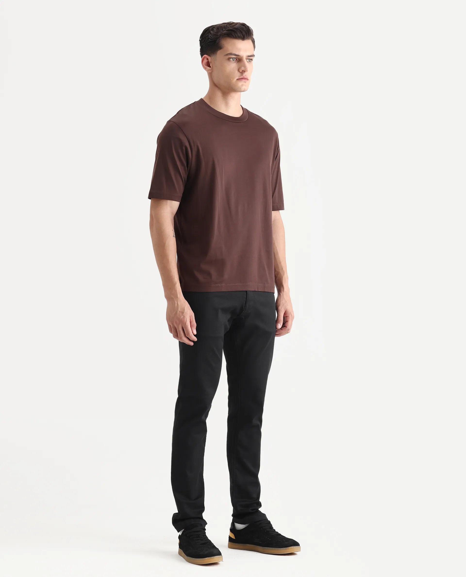 Rare Rabbit Men's Radley Black Cotton Plain Hawk Slim Fit Jeans