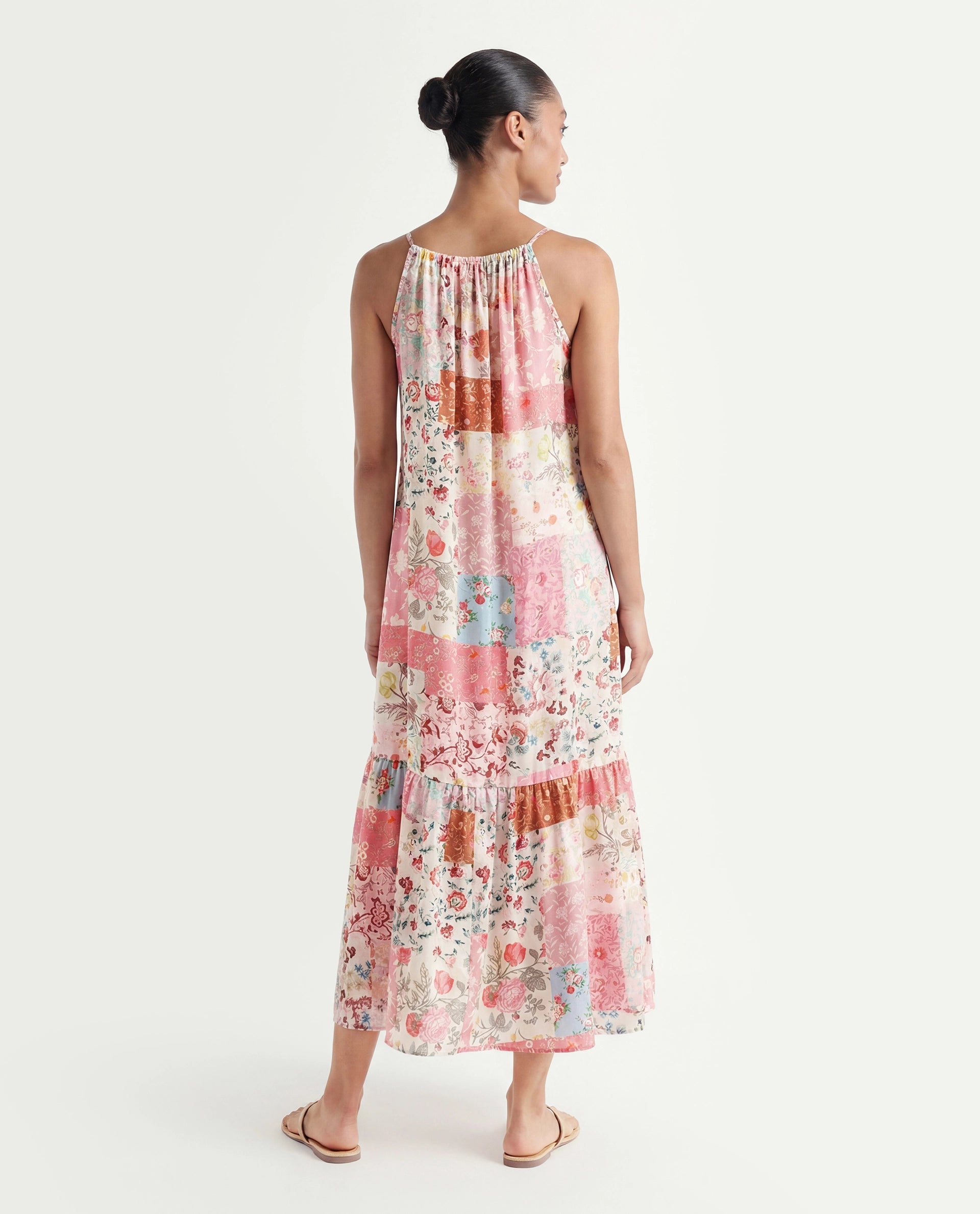 Rareism Women's Katie Multi Polyester Shoulder Strap Floral Print Shoulder Strap Maxi Regular Fit Dress