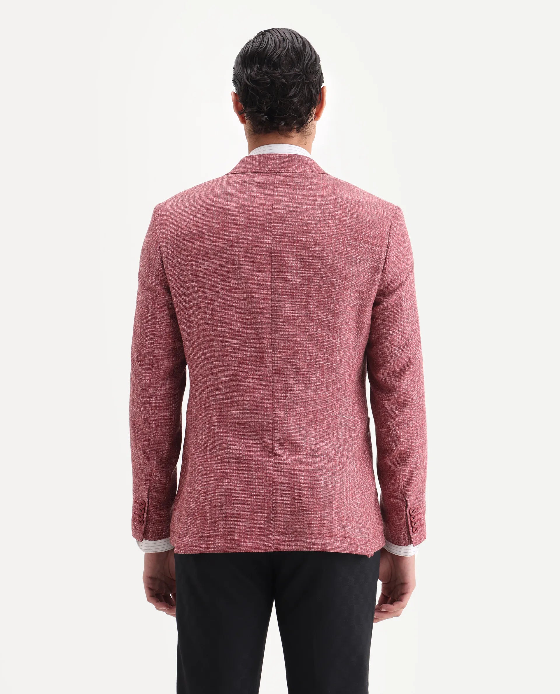Rare Rabbit Men's Drew Red Polyester Plain Tailored Fit Full Sleeve Lapel Neck Blazer