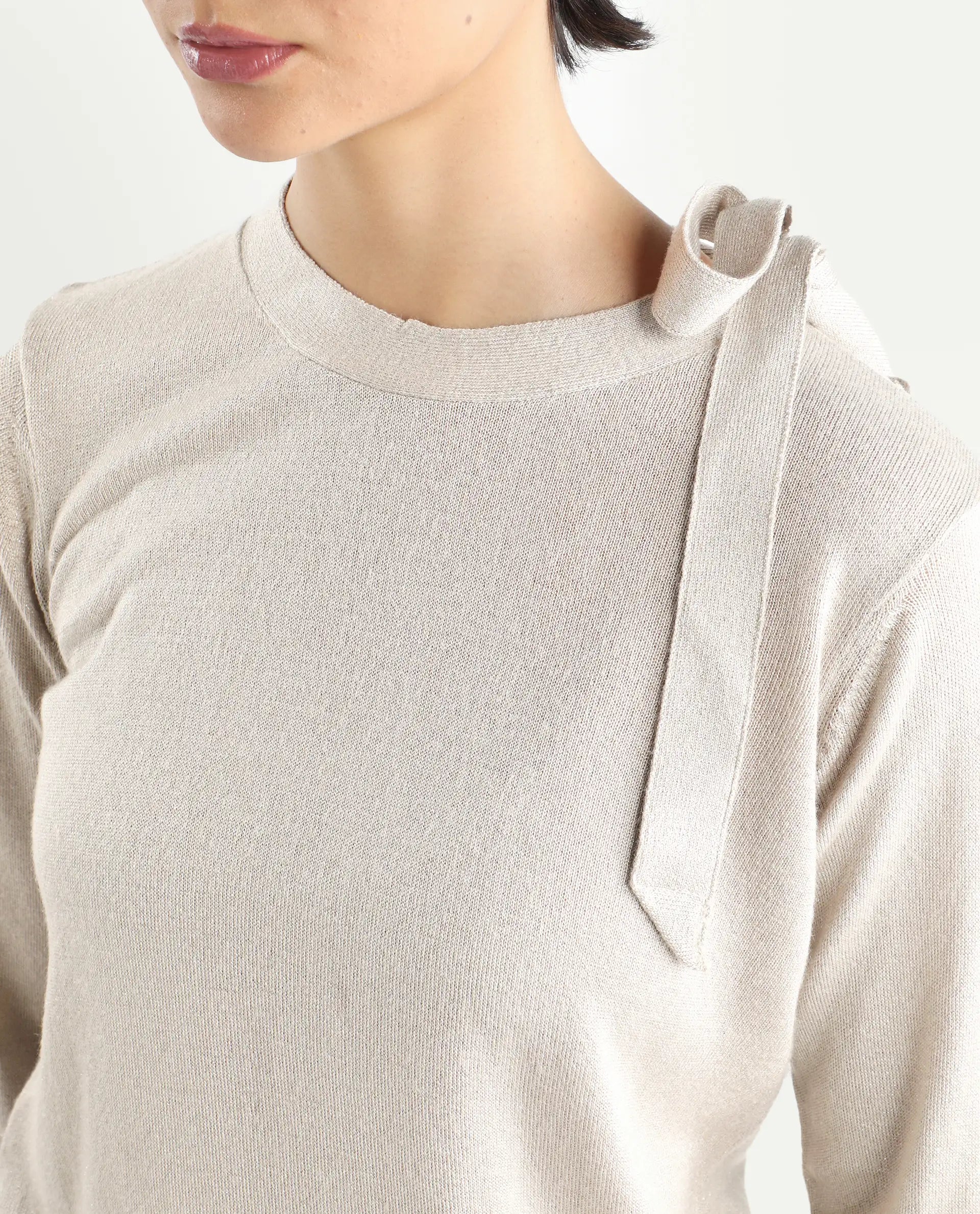 Rareism Women's Zener Off White Acrylic High Neck Plain Regular Fit Sweater