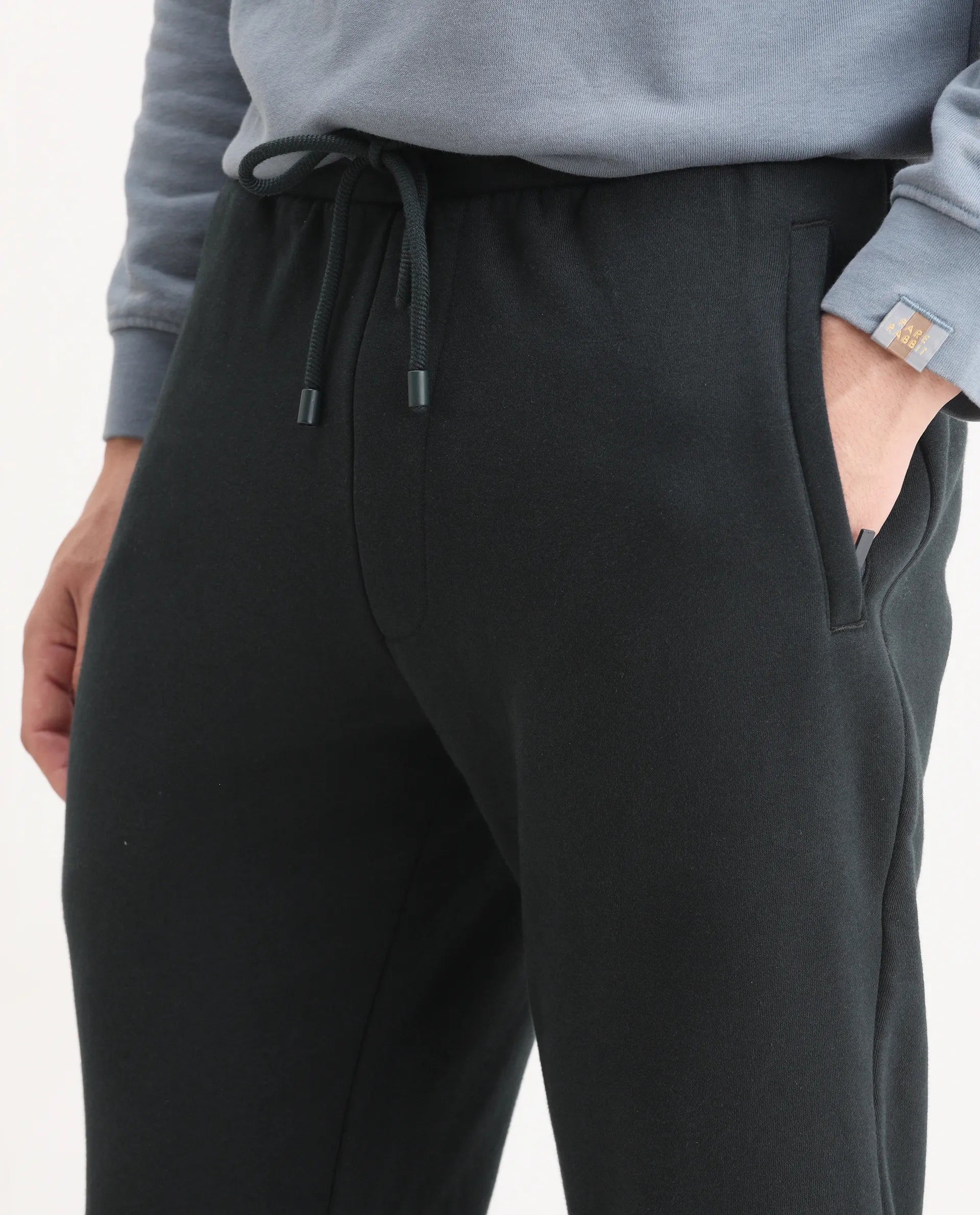 Rare Rabbit Men's Callan Dark Green Cotton Embroidered Regular Fit Track Pant