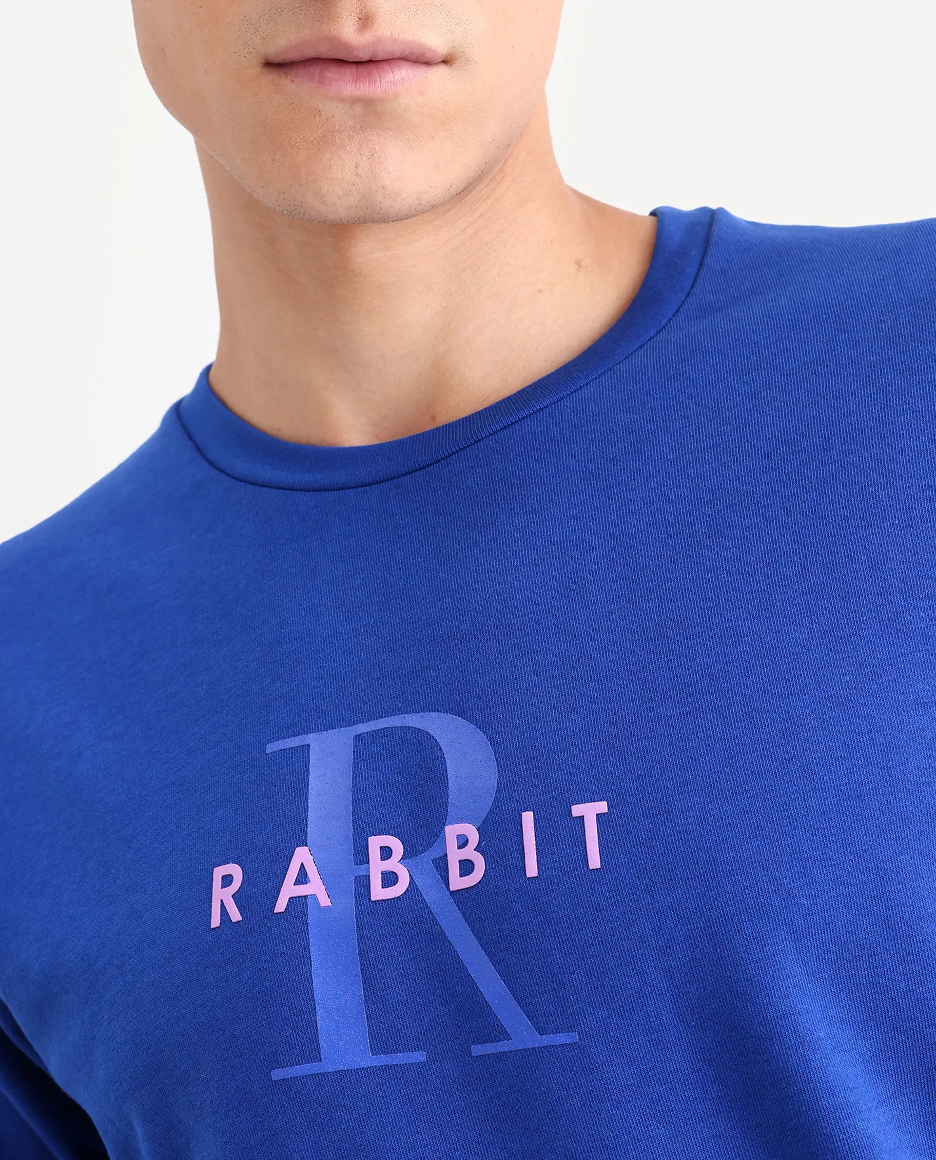 Rare Rabbit Men's Brewet Flouroscent Blue Cotton Graphic Print Regular Fit Full Sleeve Crew Neck Sweatshirt