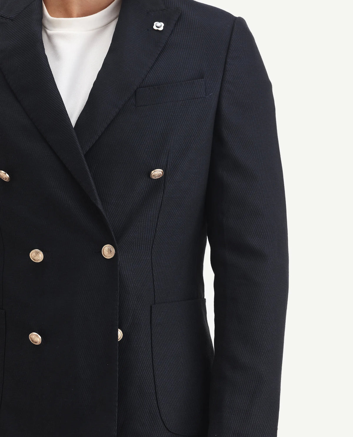 Rare Rabbit Men's Sierra Dark Navy Polyester Plain Tailored Fit Full Sleeve Lapel Neck Suits