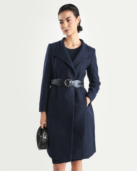 Rareism Women's Monch Navy Over Lap Midi Jacket(XXS)