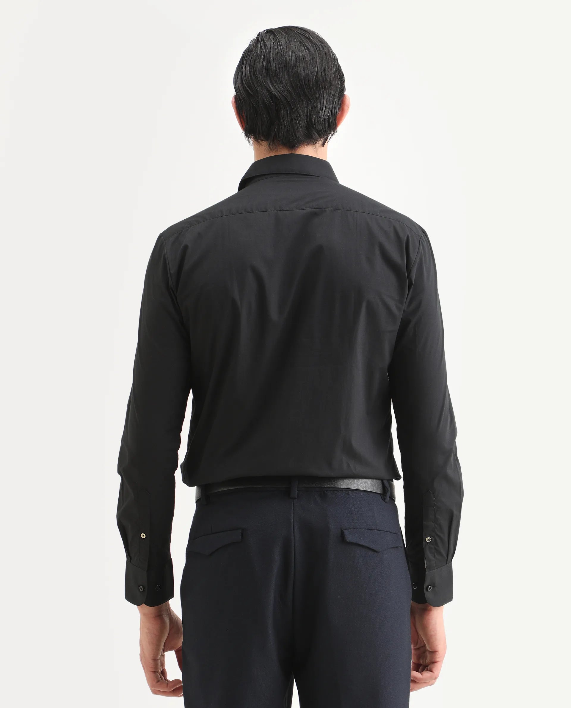 Rare Rabbit Men's Roser Black Cotton Embroidered Regular Fit Full Sleeve Collared Shirt