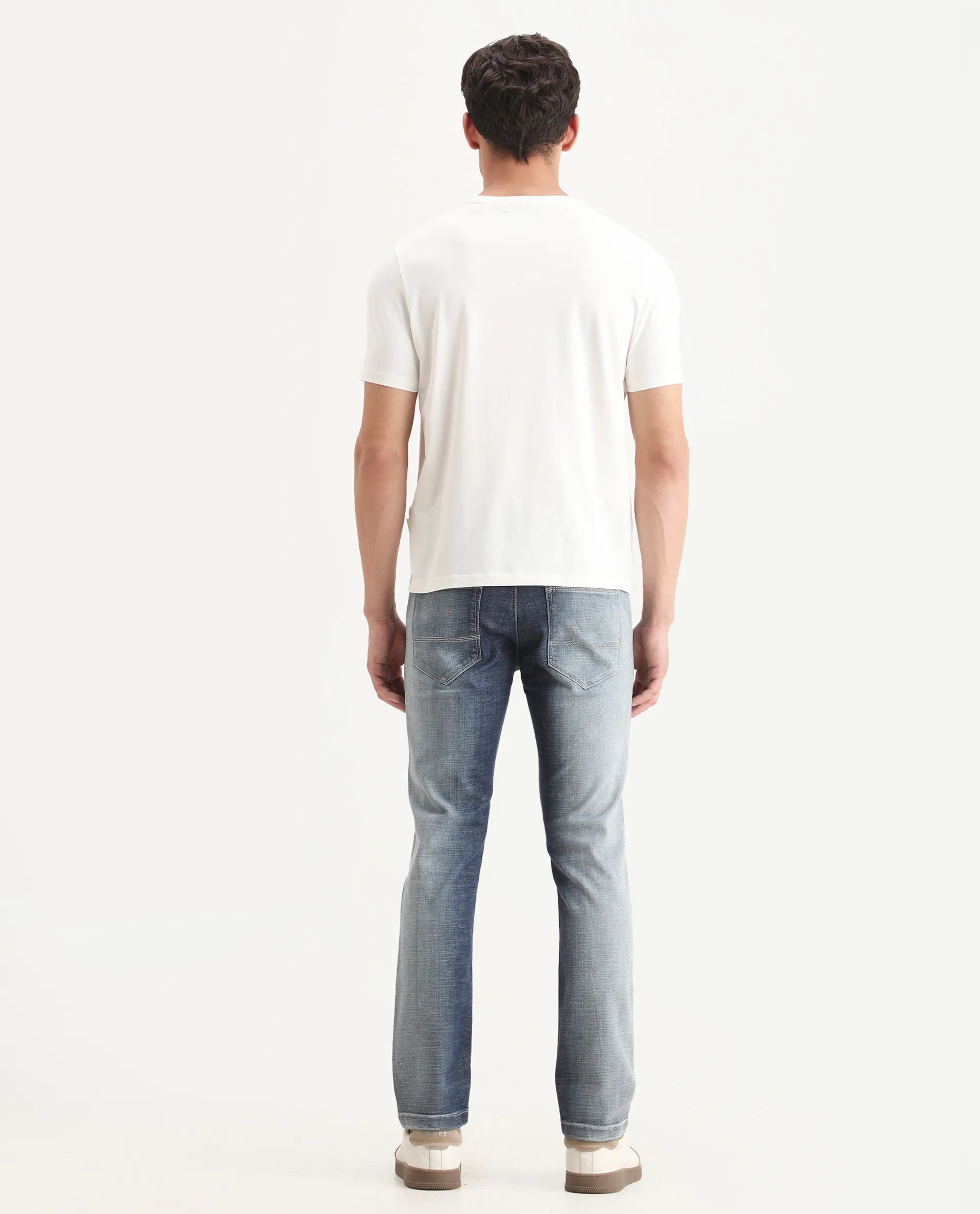 Rare Rabbit Men's Arten Light Blue Cotton Plain Hawk Slim Fit Jeans