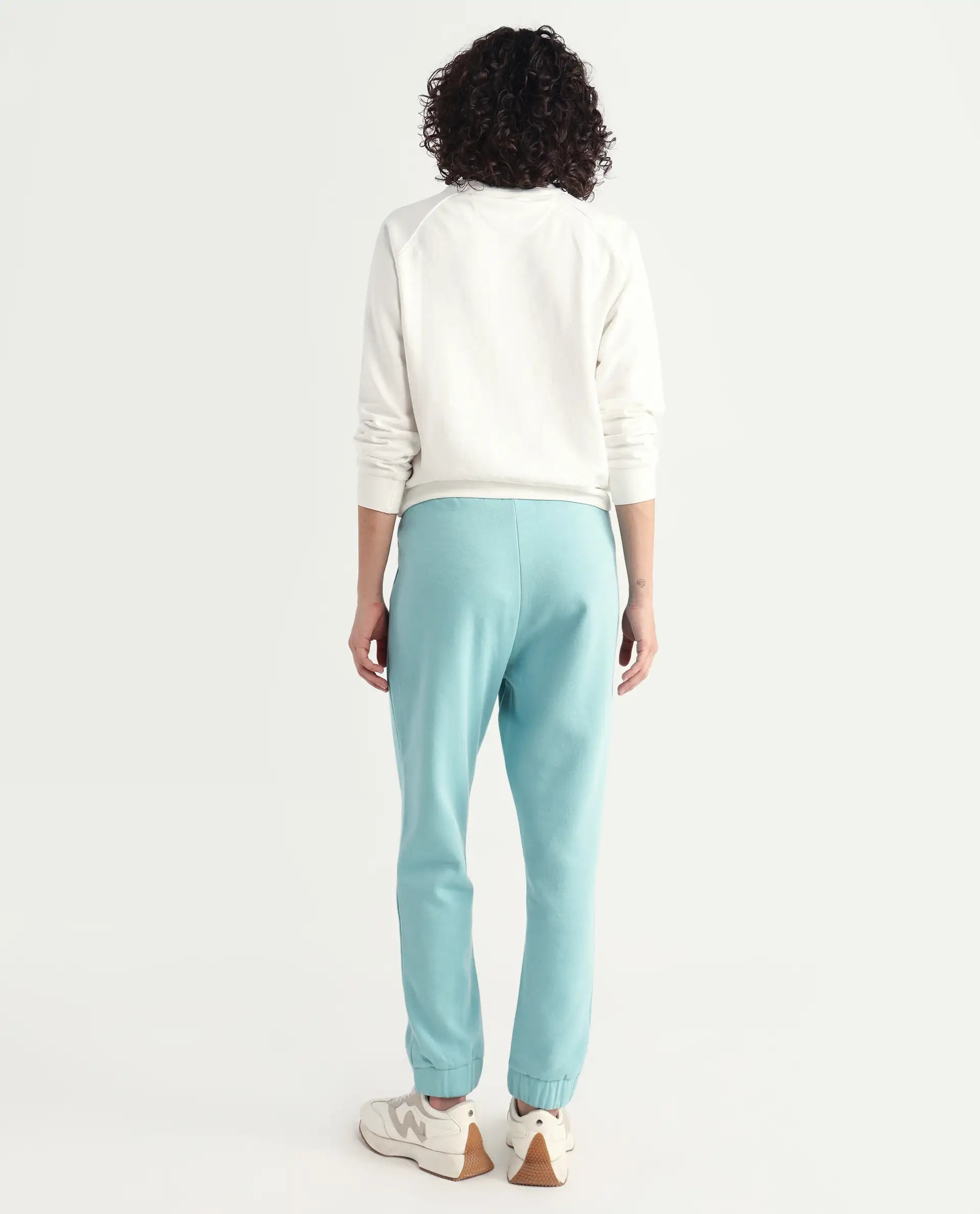 Rareism Women's Terac F Light Turq Polyester Blend Plain Ankle Length Regular Fit Track Pant