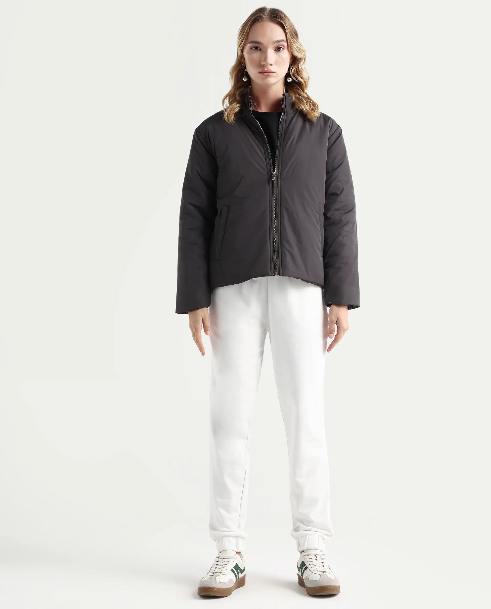 Rareism Women's Terac T Off White Polyester Blend Plain Ankle Length Regular Fit Track Pant