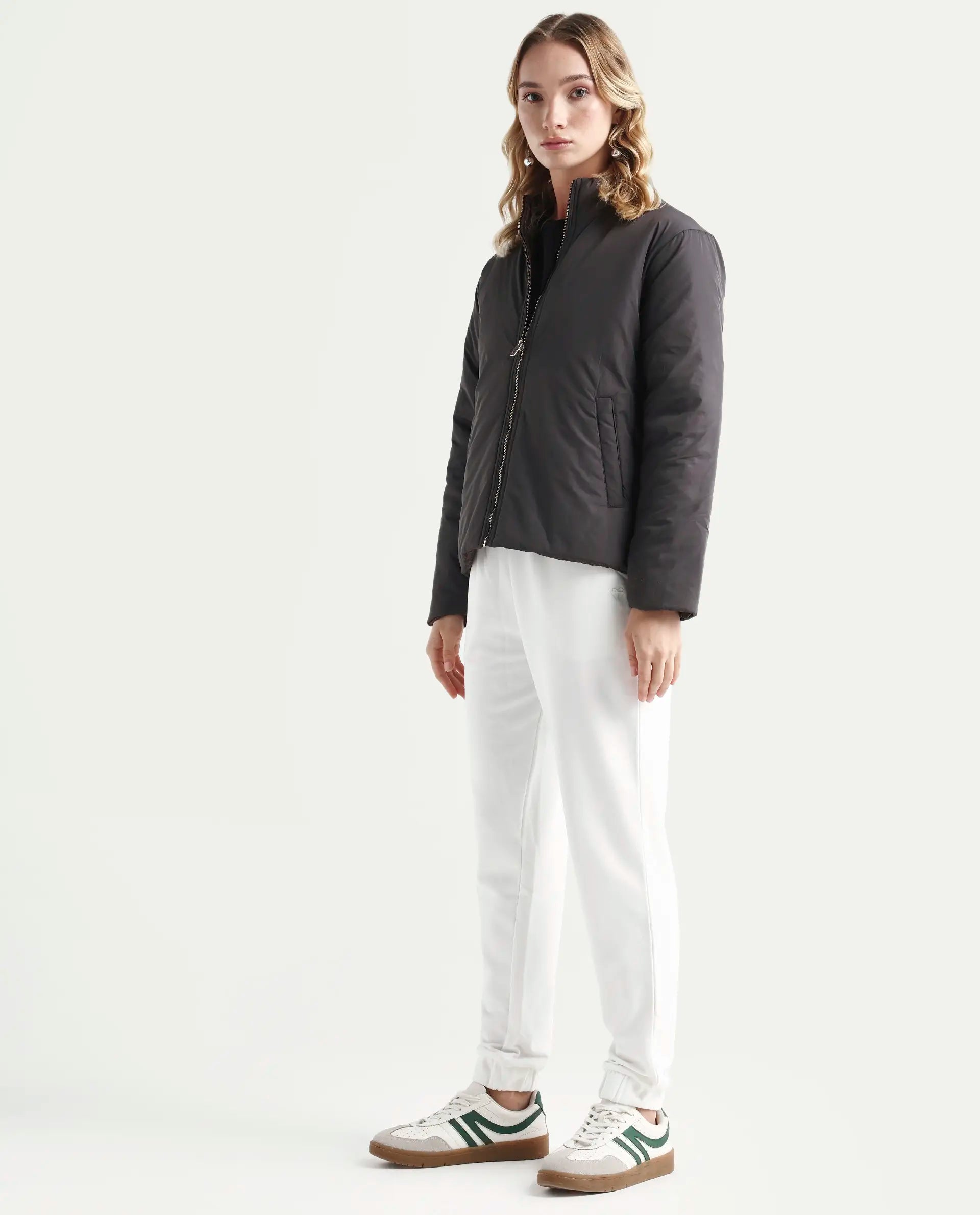 Rareism Women's Terac T Off White Polyester Blend Plain Ankle Length Regular Fit Track Pant