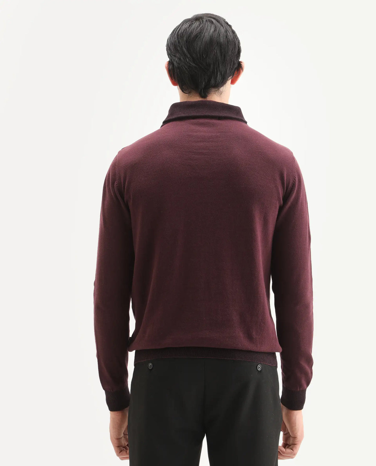 Rare Rabbit Men's Denver Brown Cotton Plain Regular Fit Full Sleeve Shawl Neck Sweater
