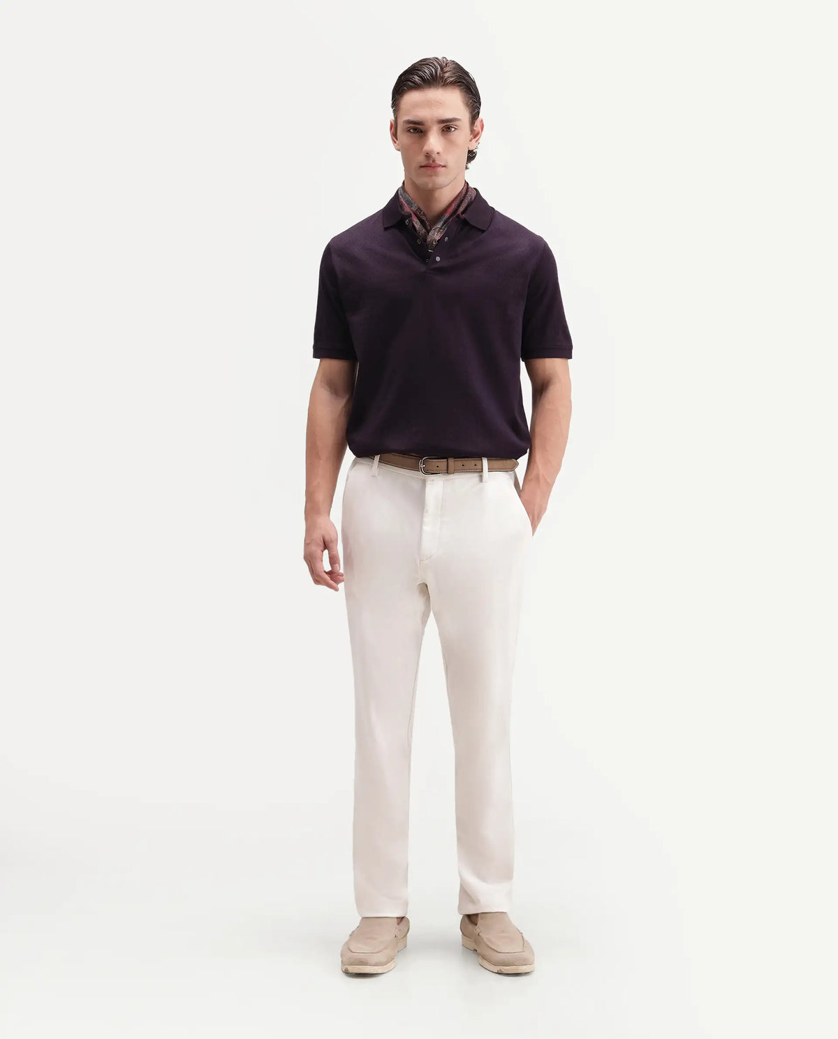 Rare Rabbit Men's Guild Statement Dafo Purple Cotton Jacquard Regular Fit Half Sleeve Polo
