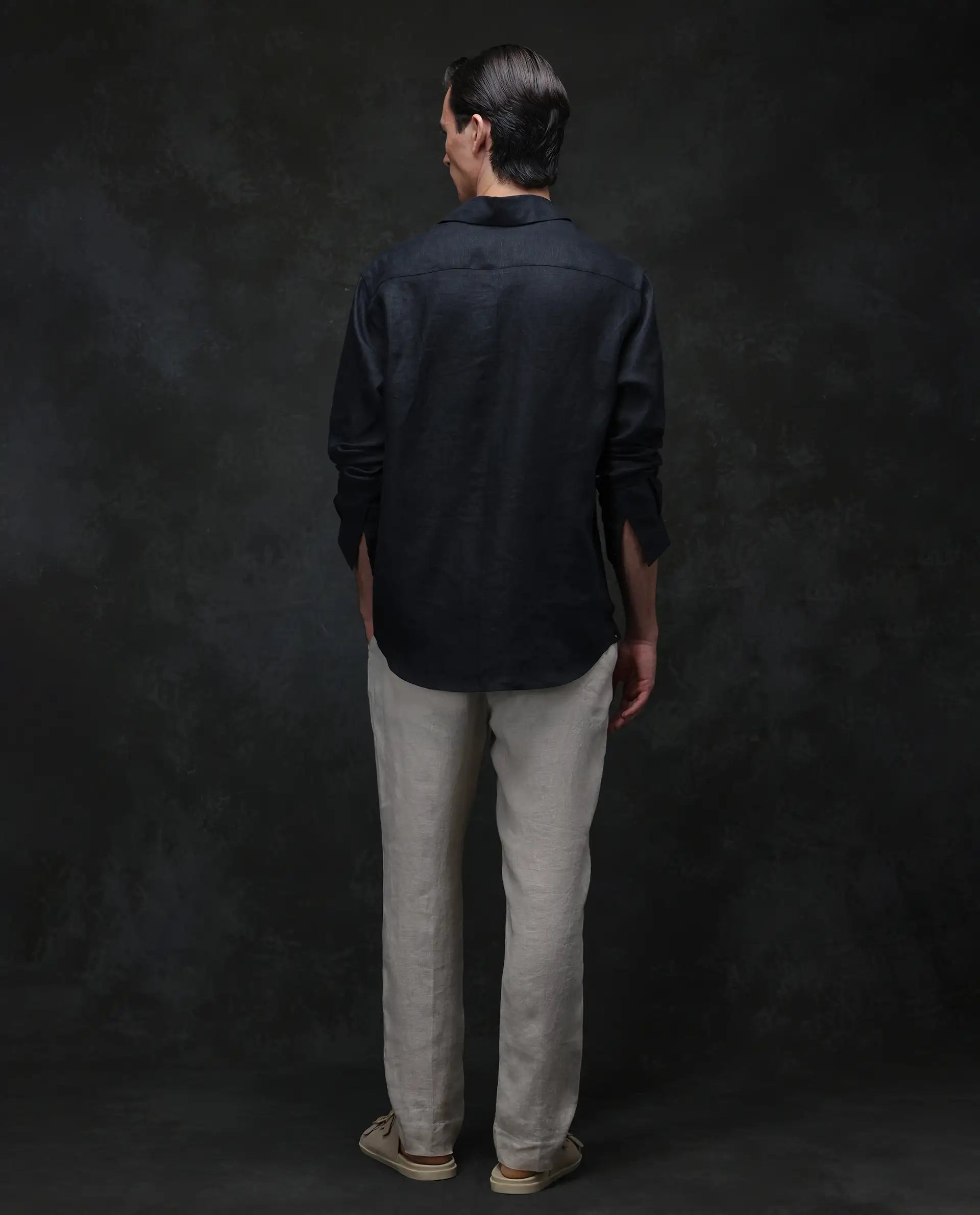 Rare Rabbit Men's Arcelo Beige 100% Linen Plain Regular Fit Trouser