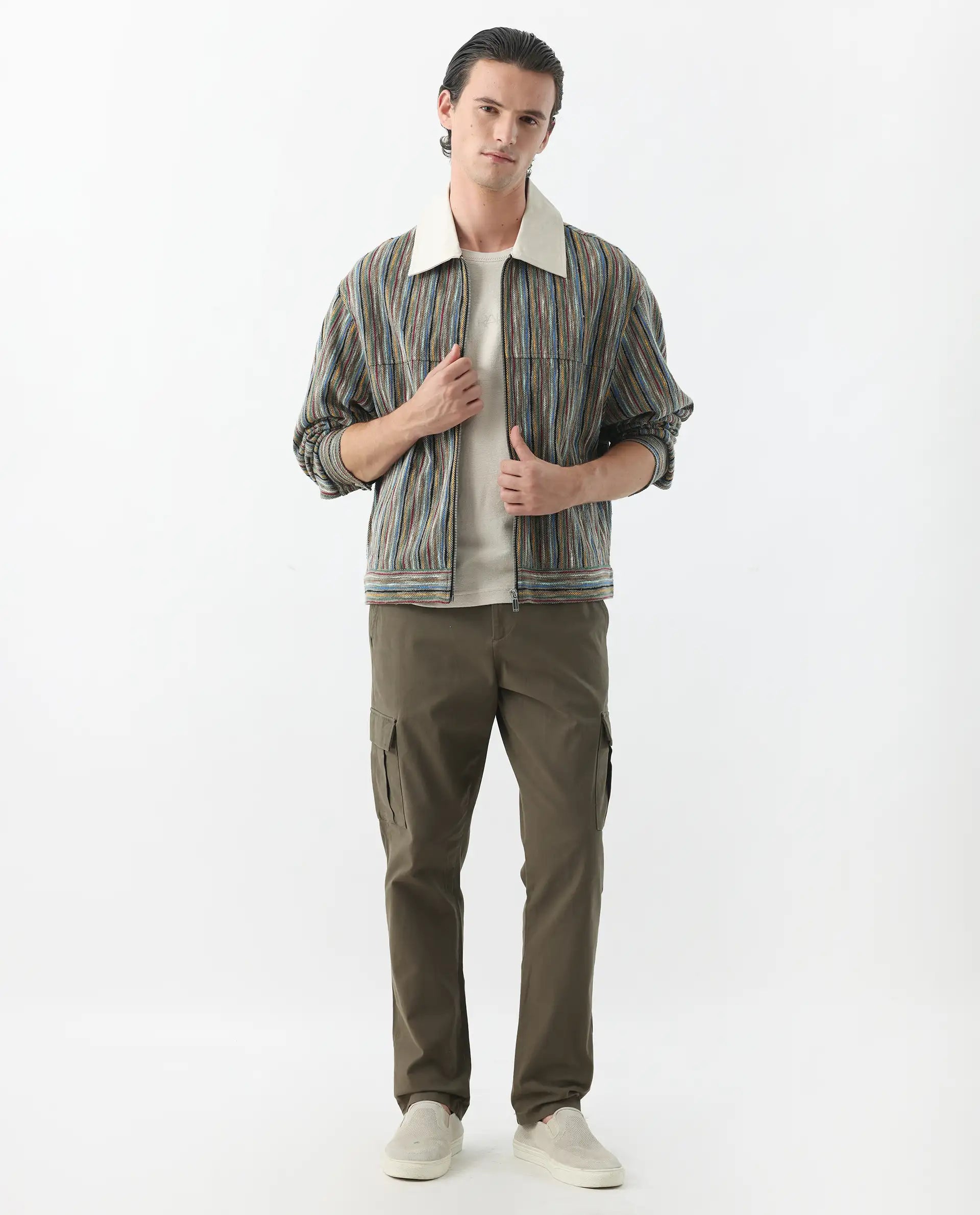 Rare Rabbit Men's Apex Olive Linen Blend Plain Regular Fit Trouser