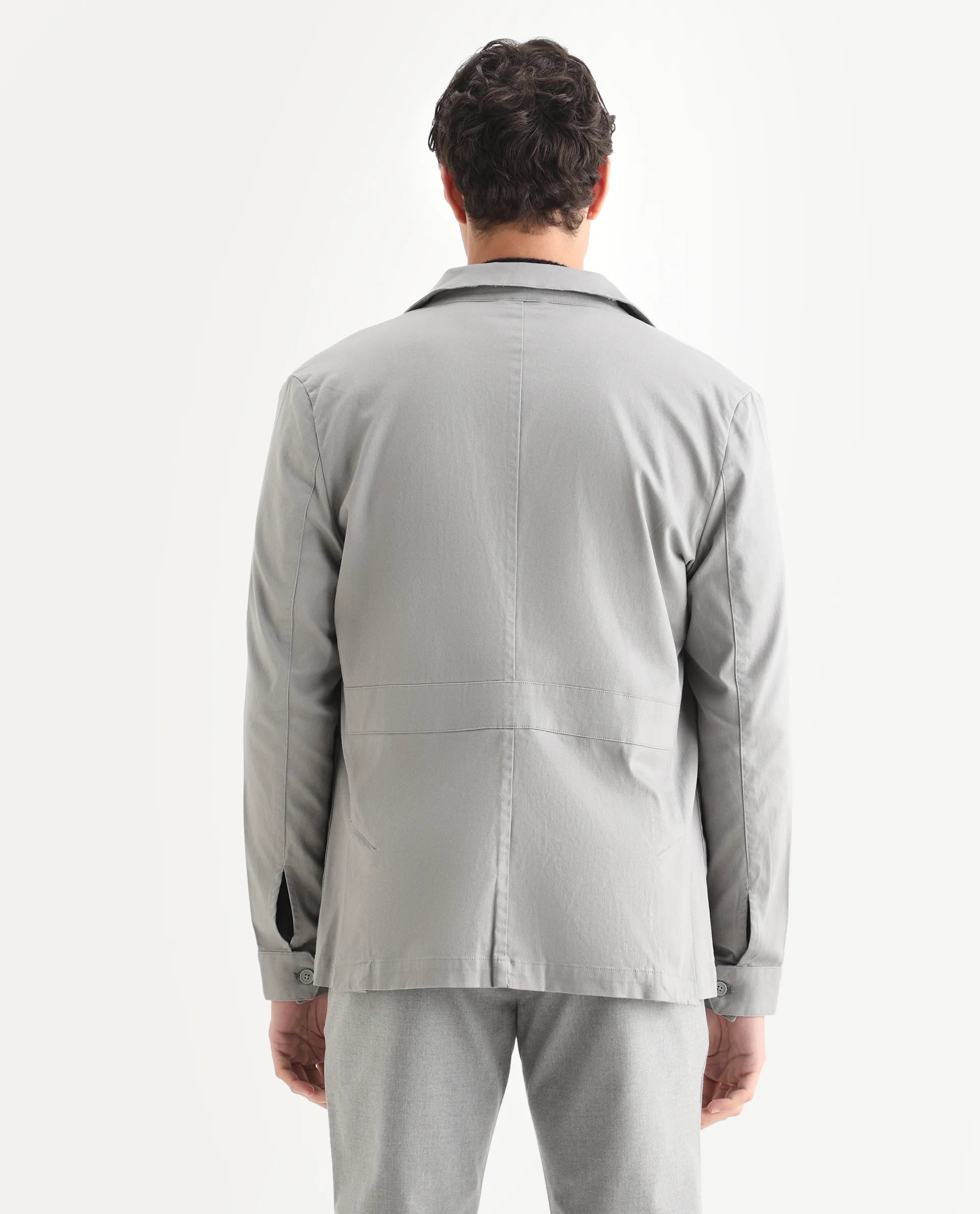 Rare Rabbit Men's Cotton Blend Plain Regular Fit Full Sleeve Spread Collar Jacket