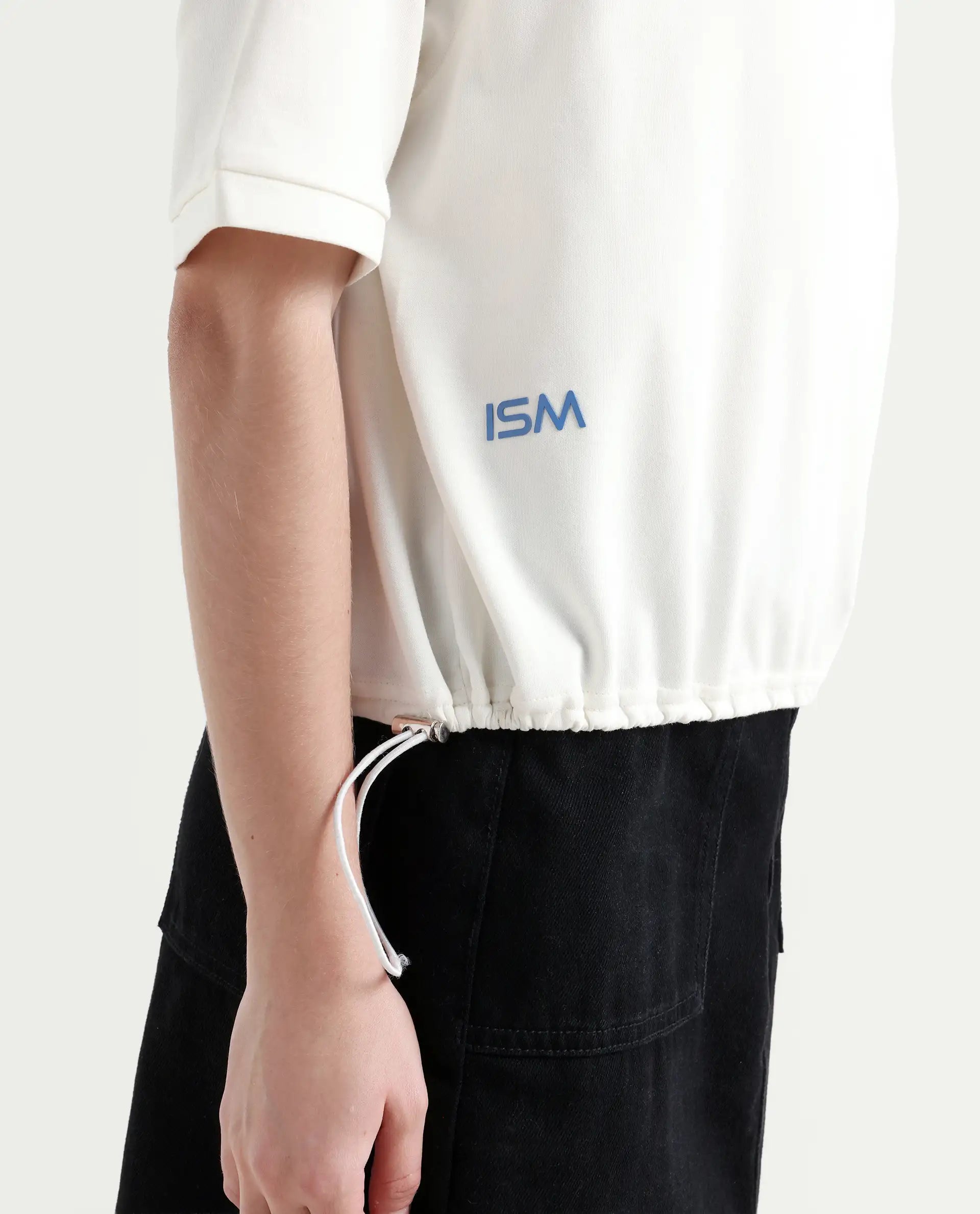 Rareism Women's Kay Off White Cotton Blend Crew Neck Graphic Print Relaxed Fit T-Shirt