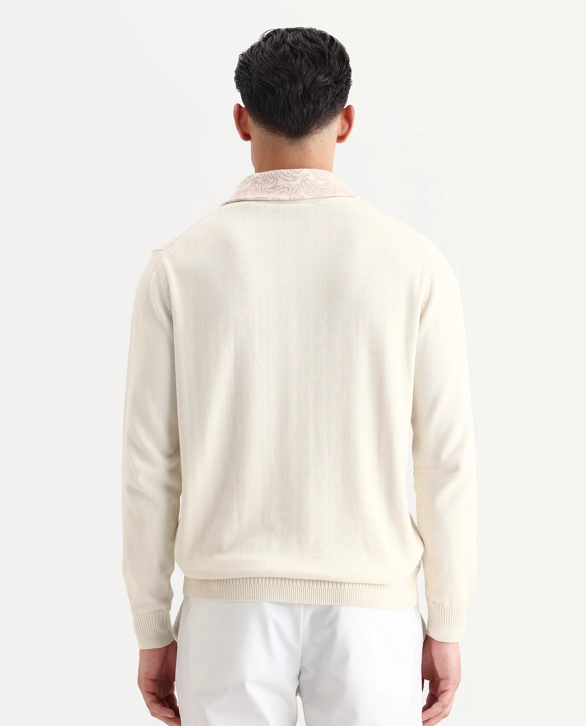 Rare Rabbit Men's Denor Beige Cotton Paisley Print Regular Fit Full Sleeve Cowl Neck Sweater