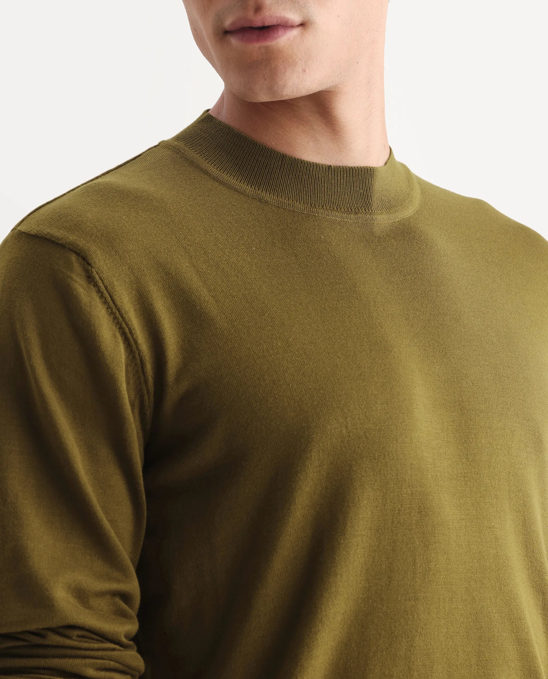 Rare Rabbit Men's Alfot Olive Viscose Plain Regular Fit Full Sleeve High Neck Sweater
