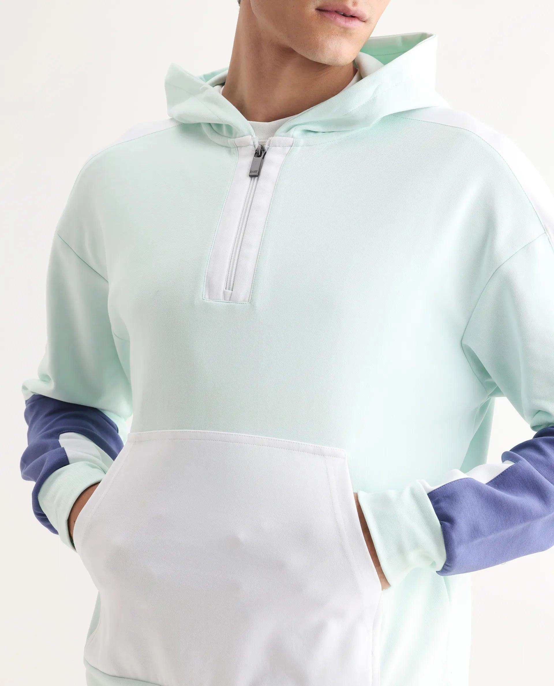 Rare Rabbit Men's Armo-2 Pastel Green Cotton Ombre Regular Fit Full Sleeve Hooded Sweatshirt