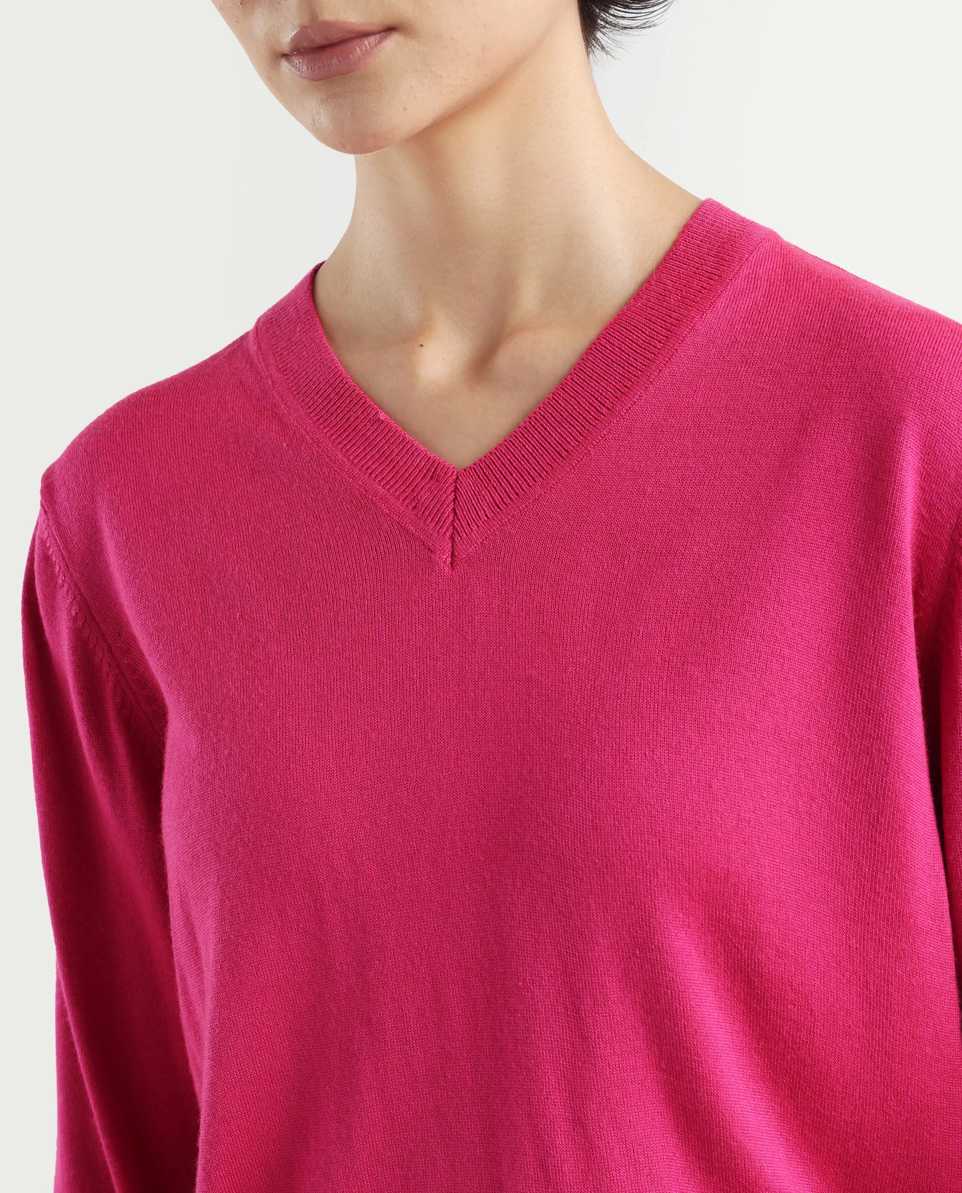 Rareism Women's Usak Dark Multi Acrylic V-Neck Plain Regular Fitted Sweater