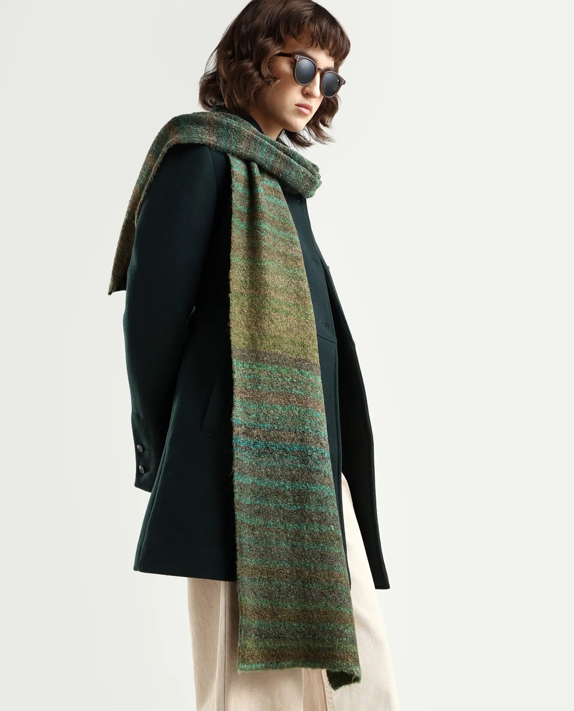 Rareism Women Muffy 1 Dusky Multi Plain Muffler