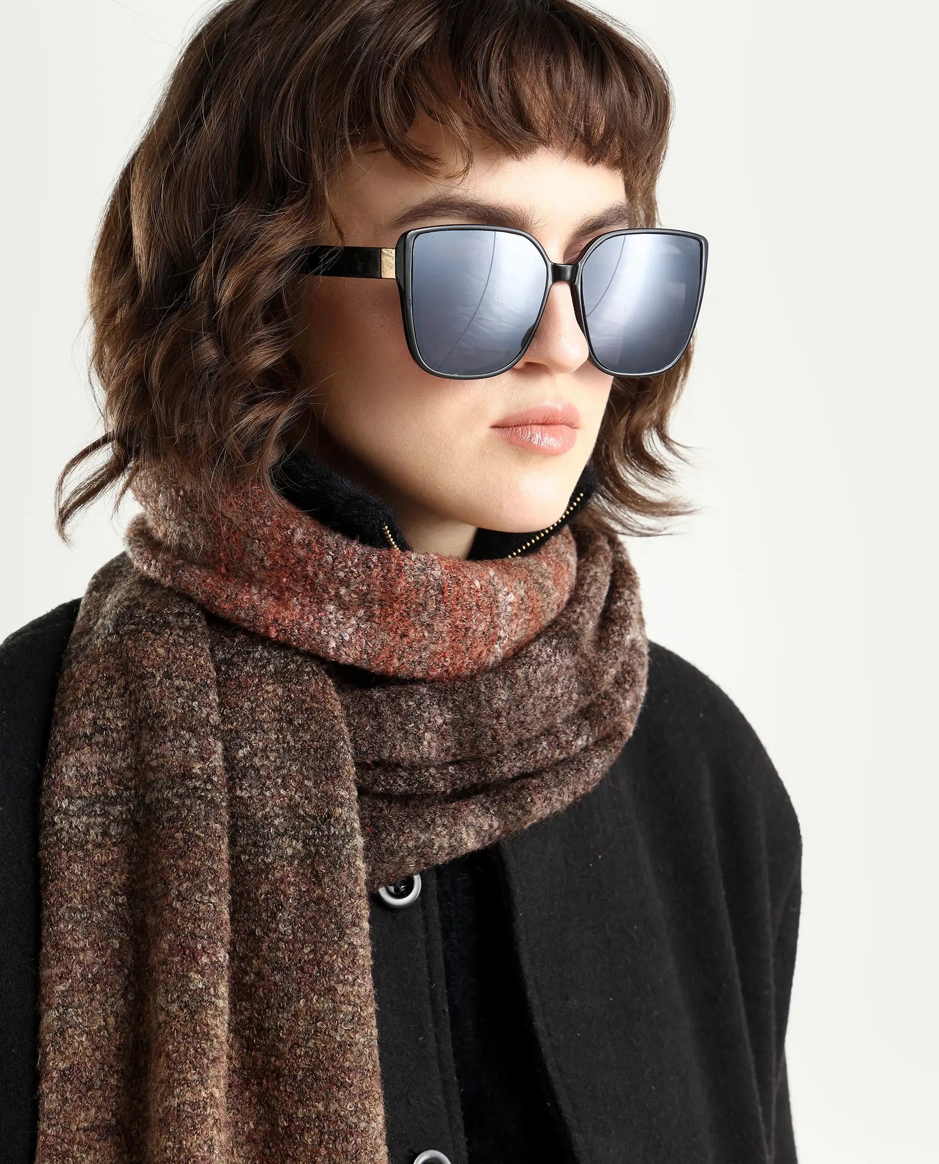 Rareism Women Muffy 4 Dusky Multi Plain Muffler