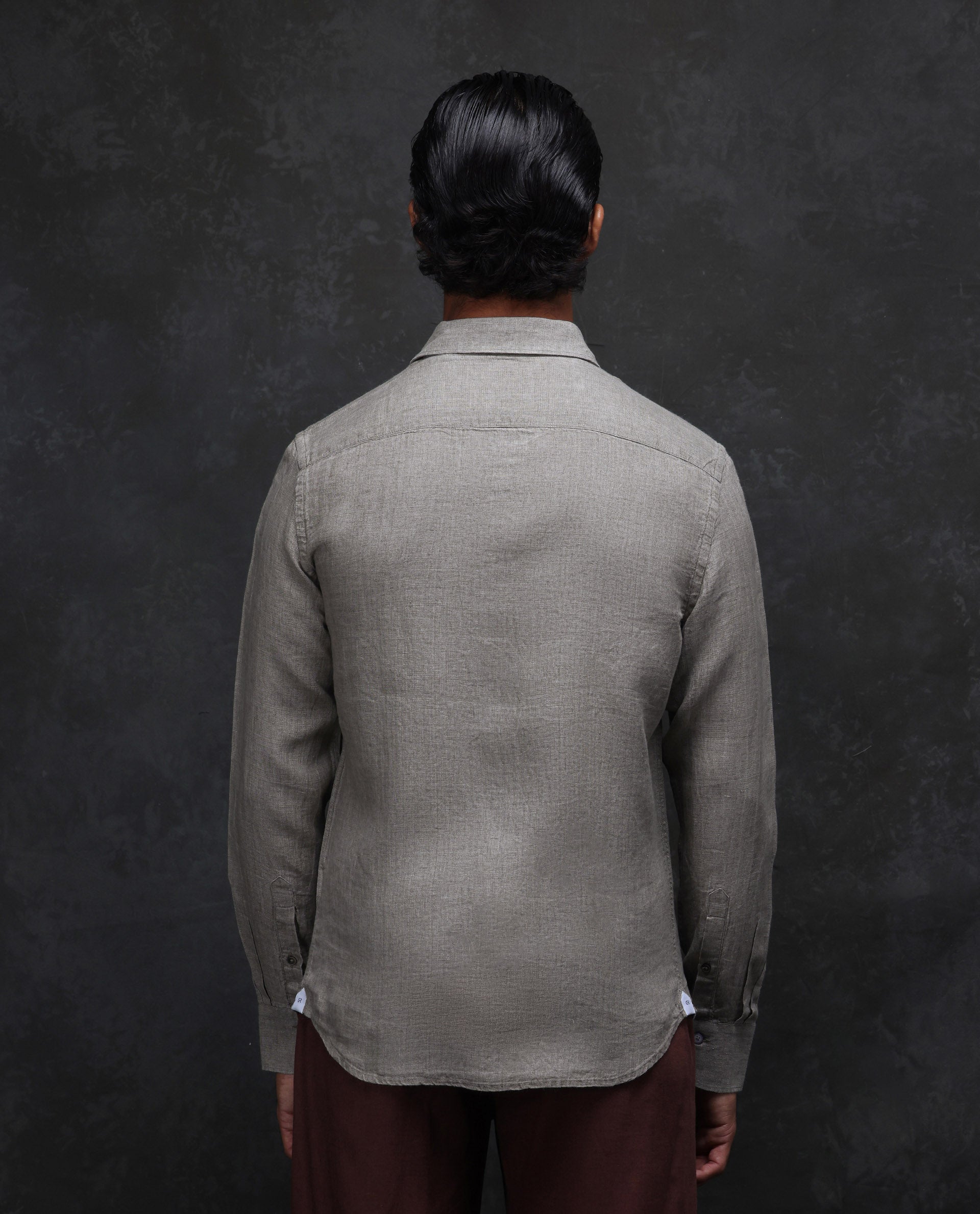 Rare Rabbit Men's Dalin Beige 100% Linen Plain Regular Fit Full Sleeve Collared Shirt