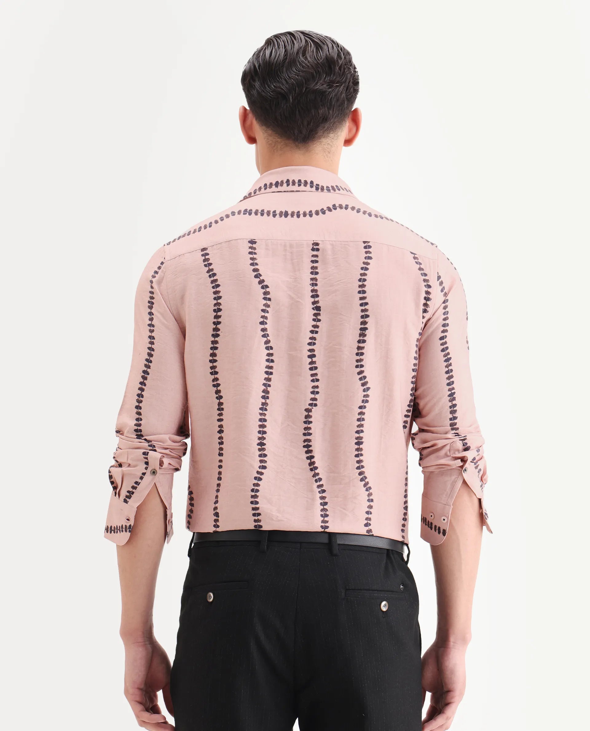 Rare Rabbit Men's Bedoc Beige Viscose Blend Decorative Print Regular Fit Full Sleeve Collared Shirt