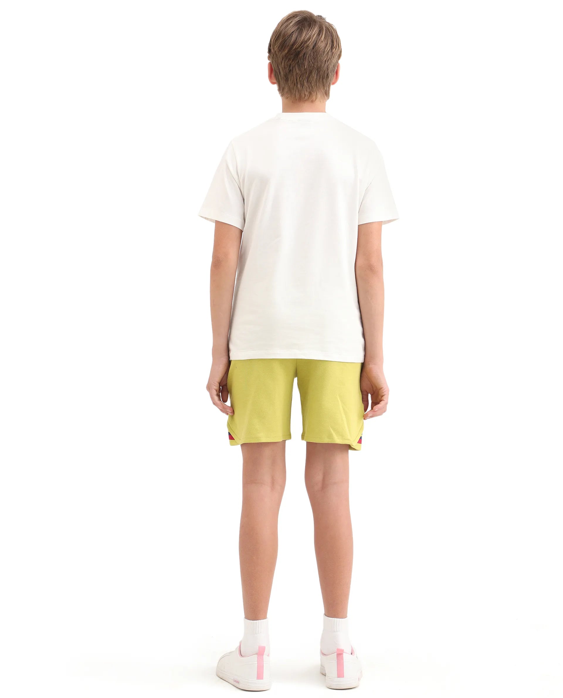 Rare Ones Kids Mantz Light Green Cotton Poly Drawstring Applique Short