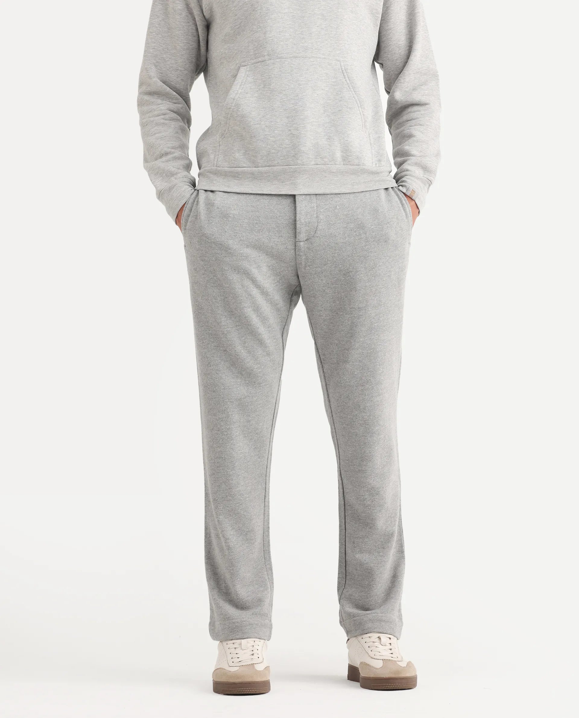 Rare Rabbit Men's Couver Grey Polyester Plain Relaxed Fit Track Pant