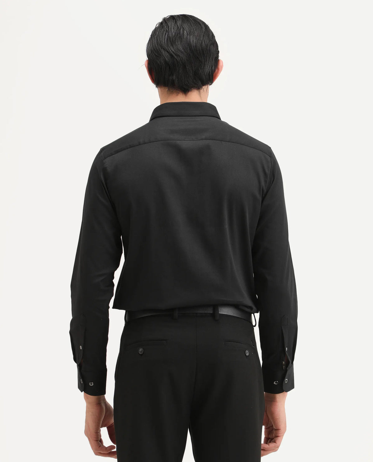 Rare Rabbit Men's Faro-2 Black Cotton Embroidered Regular Fit Full Sleeve Collared Shirt