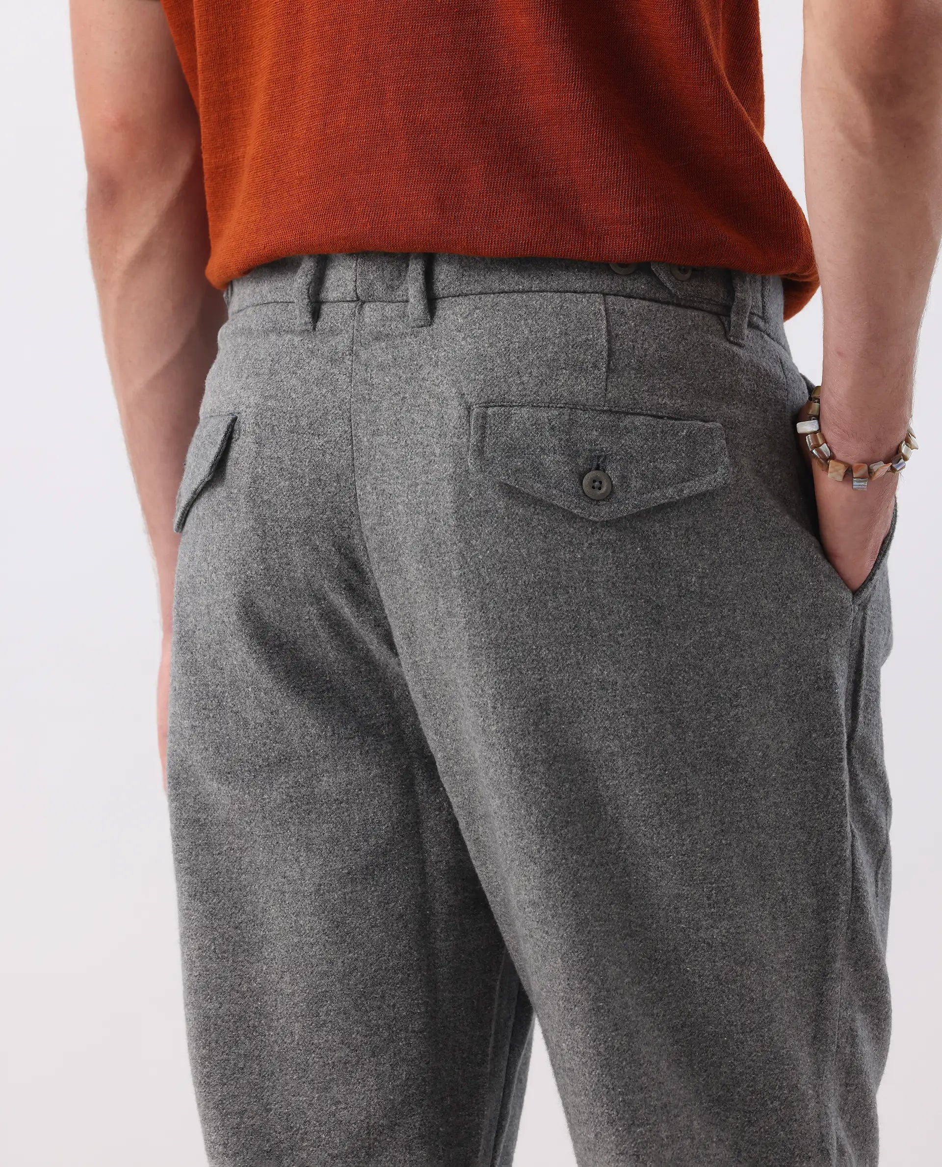 Rare Rabbit Men's Kaino Dark Grey 100% Linen Plain Regular Fit Trouser